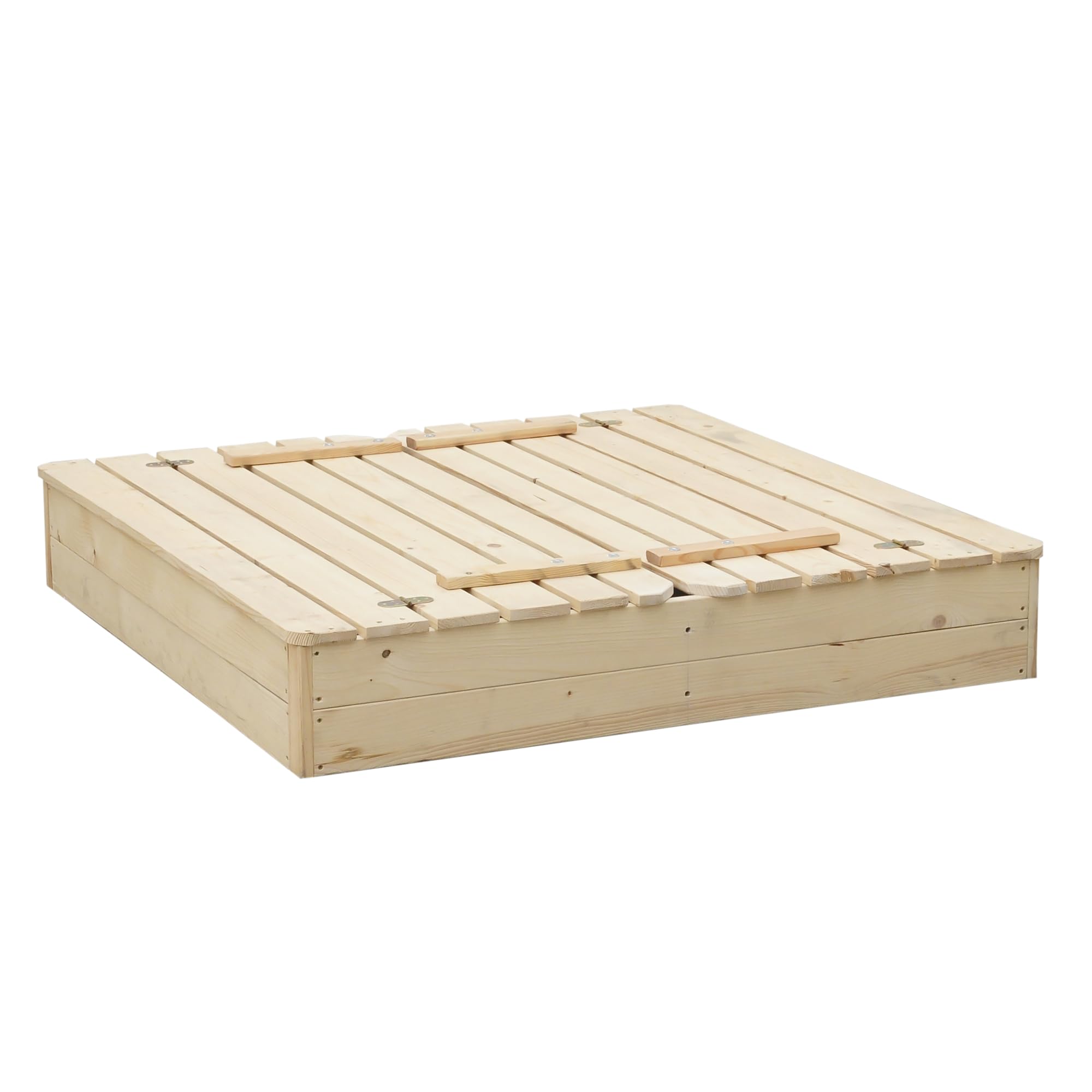 Timbela Arenero De Madera Con Tapa Plegable Y Banco De 118x122 Cm – Parque Infantil De Pino Y Abeto, Área De Juego Espaciosa Para Niños