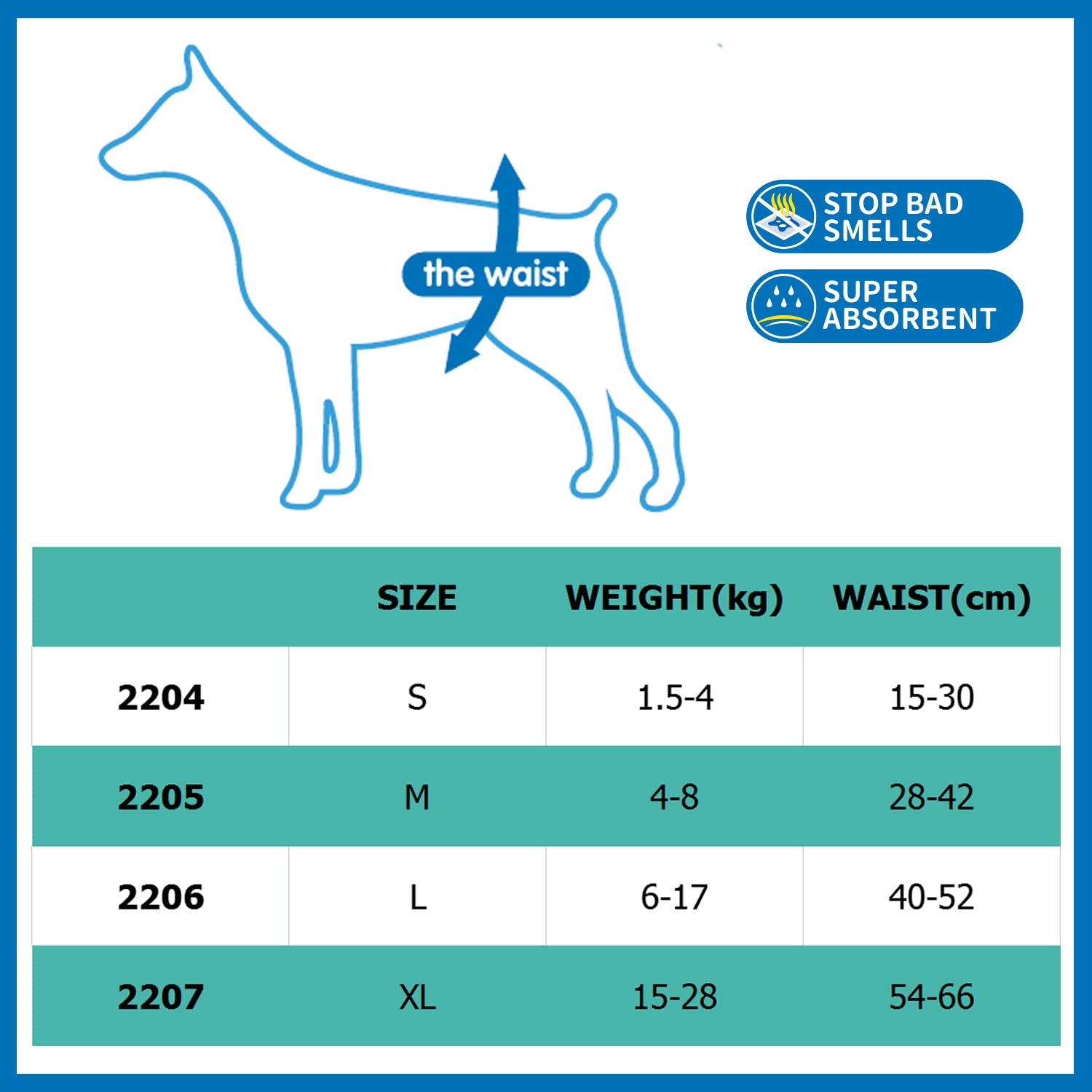 BPS 48 Pcs Pañal para Perro Sanitarios Mascotas Desechables Masculino ​Entrenamiento Súper Absorbente Braguita Higiénica 4 Tamaños (XL: 48 Pcs) BPS-2207 * 6