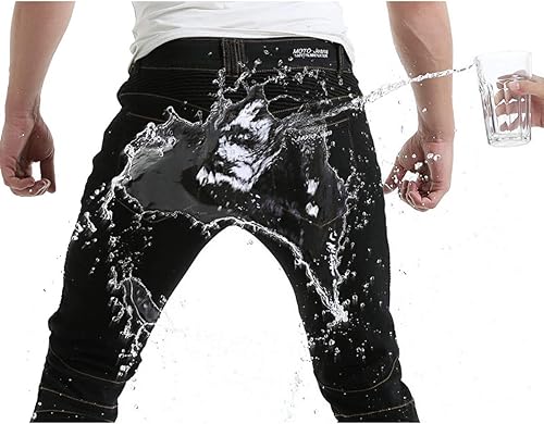 Miniatura 2 de Pantalones de motociclismo impermeables para hombre, con 4 rodilleras y rodilleras, Negro, 3XL