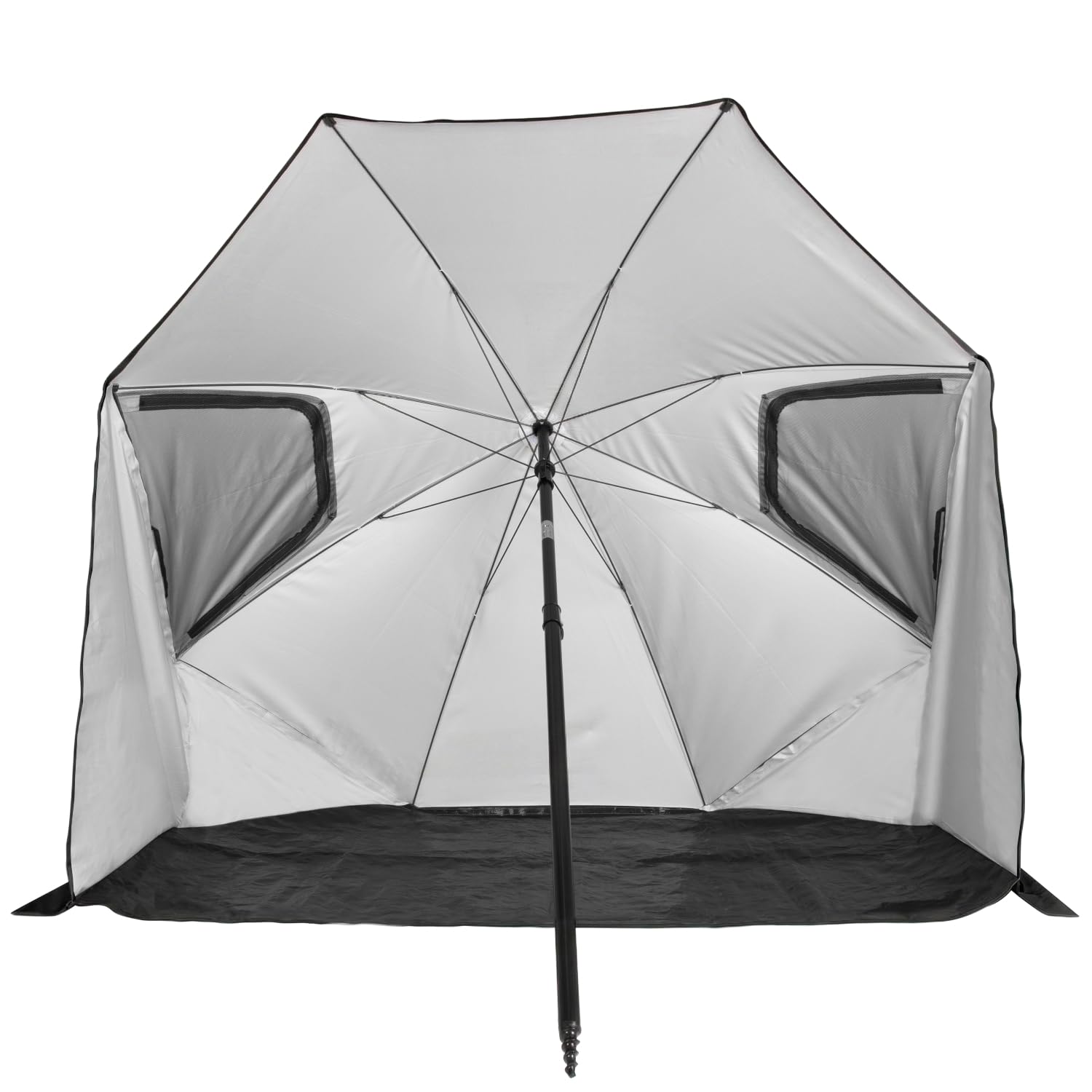 VirtuFit Parasol de plage de qualité supérieure - 200 cm - Noir - Parasol avec protection contre le vent et la tente de plage - Protection solaire UV50+ pour la plage, le camping et le jardin