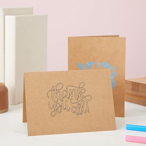 Miniatura 3 de Paquete de 50 tarjetas y sobres de papel kraft A7 en blanco, para todas las ocasiones, tarjetas de notas de 5 x 7 para invitaciones, abrir cuando