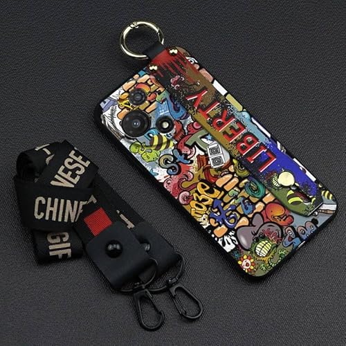 Phone Case Compatible with TCL 60 SE NxtPaper 5G, Wrist Strap Anti-knock Phone Holder Back Cover Design Durable Lanyard Waterpro