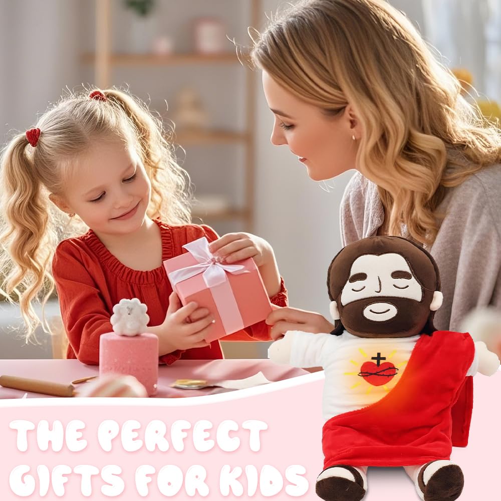 Peluche Jésus Respirant 40 cm avec Musique et Lumières