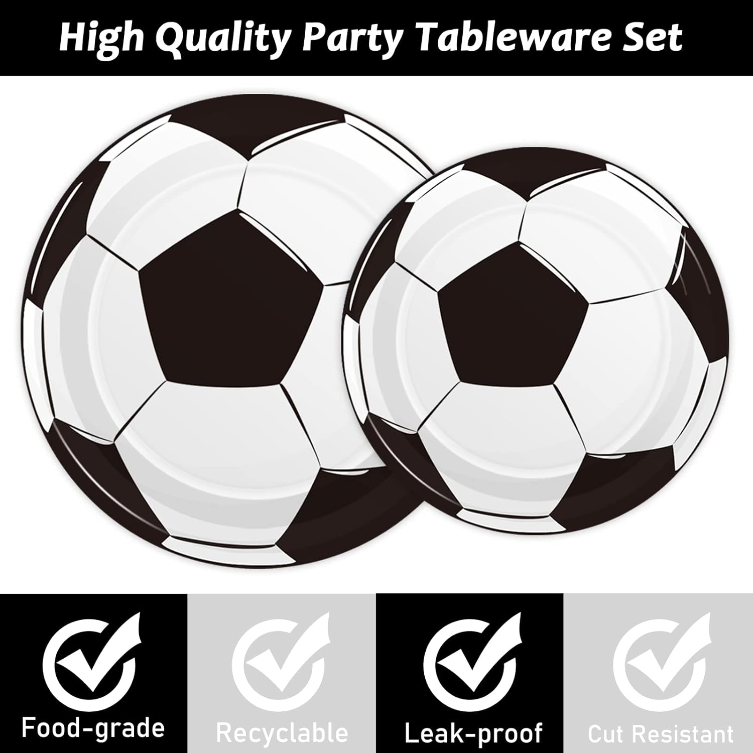 Wiooffen Serves 24 Soccer Birthday Party Plates Napkins Soccer Party Supplies Tableware Paper Dinnerware Decoration for Birthday Party Baby Shower for Soccer Fans, Totally 96Pcs - Image 4