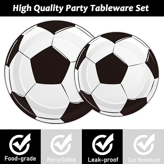 96Pcs Soccer Plates and Napkins Birthday Party Decorations Soccer Disposable Paper Tableware Set Sports Themed party supplies for Baby Shower Game Party Favors Birthday Gatherings Decor Serves 24