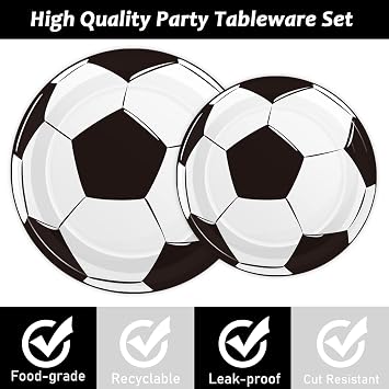 96Pcs Soccer Plates and Napkins Birthday Party Decorations Soccer Disposable Paper Tableware Set Sports Themed party supplies for Baby Shower Game Party Favors Birthday Gatherings Decor Serves 24