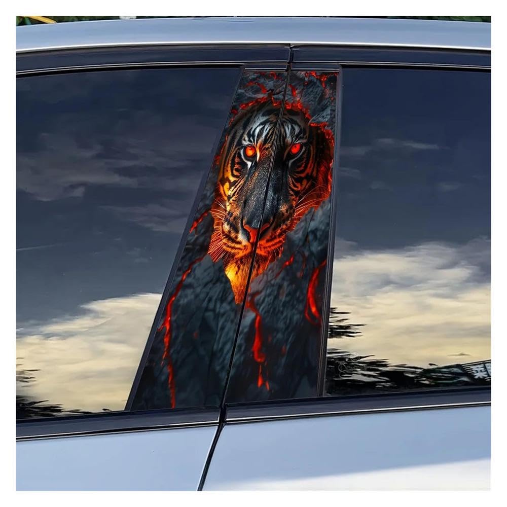 Autocollants pour voiture tigre flamboyant pour montant B universel, lot de 2 stickers DIY