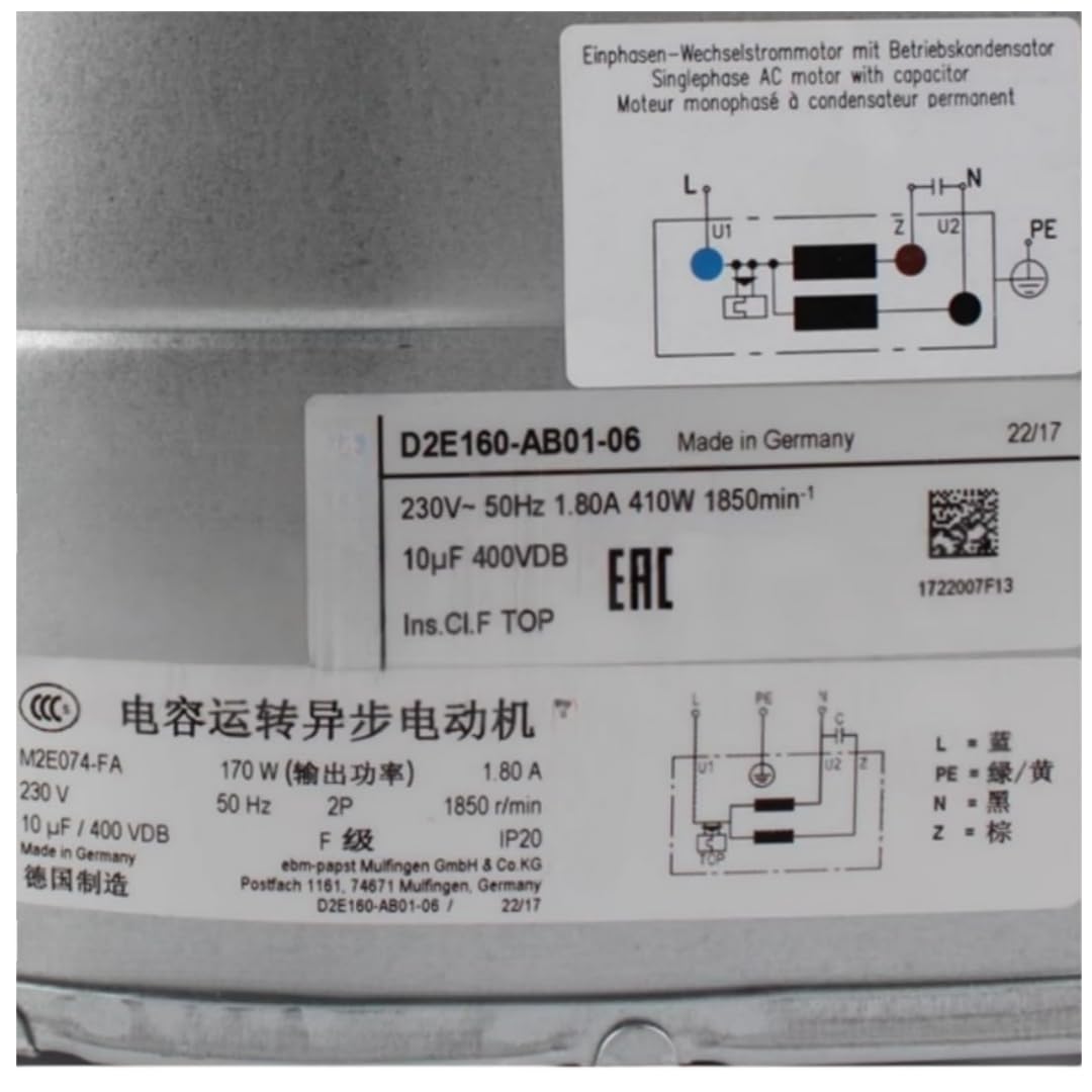 UWUKCJOKQ D2E160-AB01-06 230V 1.80A 410/170W 1850RPM Cooling Fan 160mm