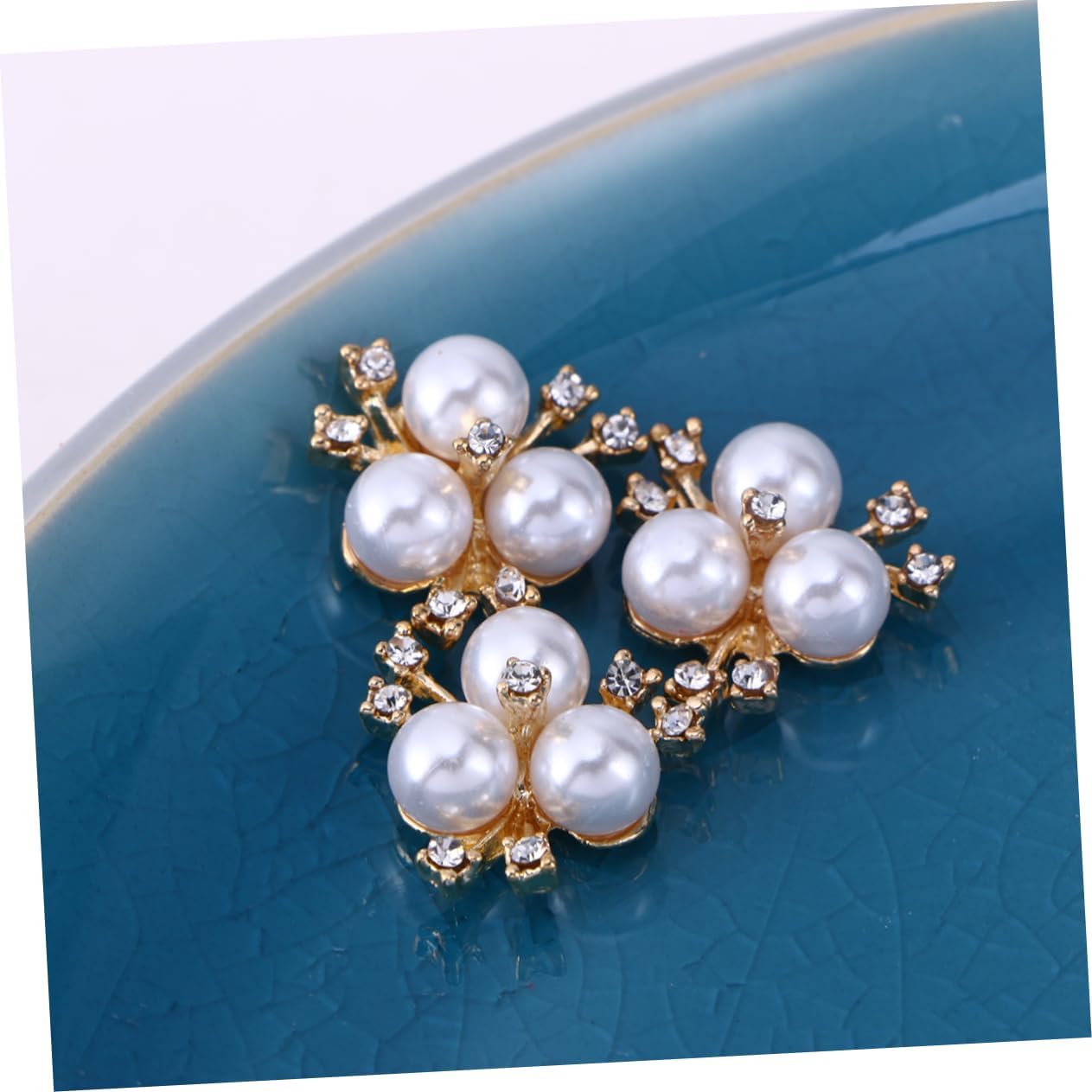 Alloy Pearl Embellishments 20 Flower Buttons Pcs Flatback for Crafts