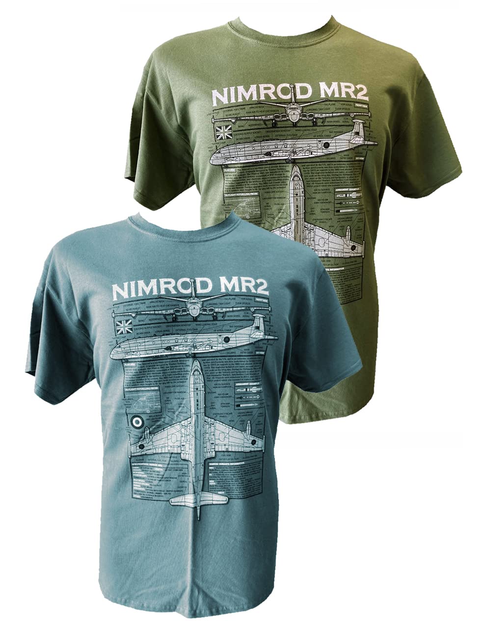 The Wooden Model Company Ltd Men's Blue Hawker Siddeley Nimrod Raf Mr2 Maritime Patrol Aircraft Military T Shirt Print Design.