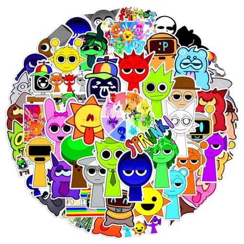 Keulablen 50 piezas Sprunki pegatinas para niños, caja de ritmo juegos de puzzle pegatinas impermeables para ordenadores portátiles scrapbook