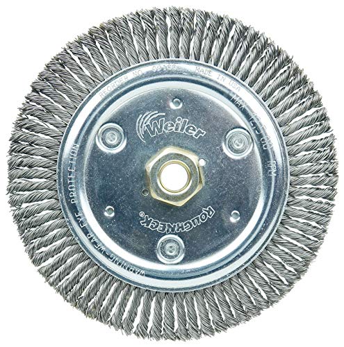 Weiler 09100 Roughneck Sr. 7" Root Pass Weld Cleaning Brush, .020" Steel Wire Fill, 5/8"-11 UNC Nut, Made in The USA (Pack of 10)