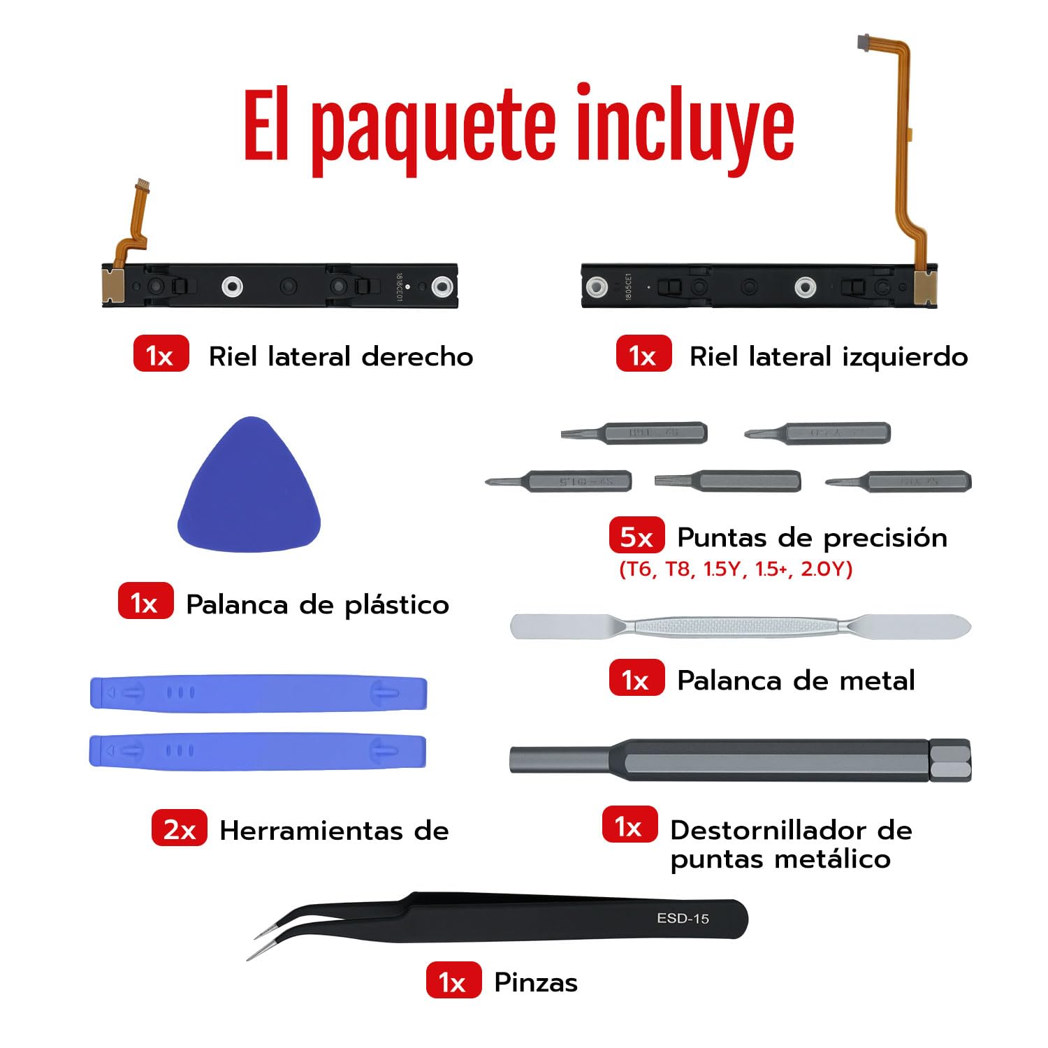 Wigearss Riel Deslizante para Nintendo Switch, Carril de Deslizamiento del Lado Derecho e Izquierdo con Riel Deslizante de Reemplazo y Herramientas para Nintendo Switch
