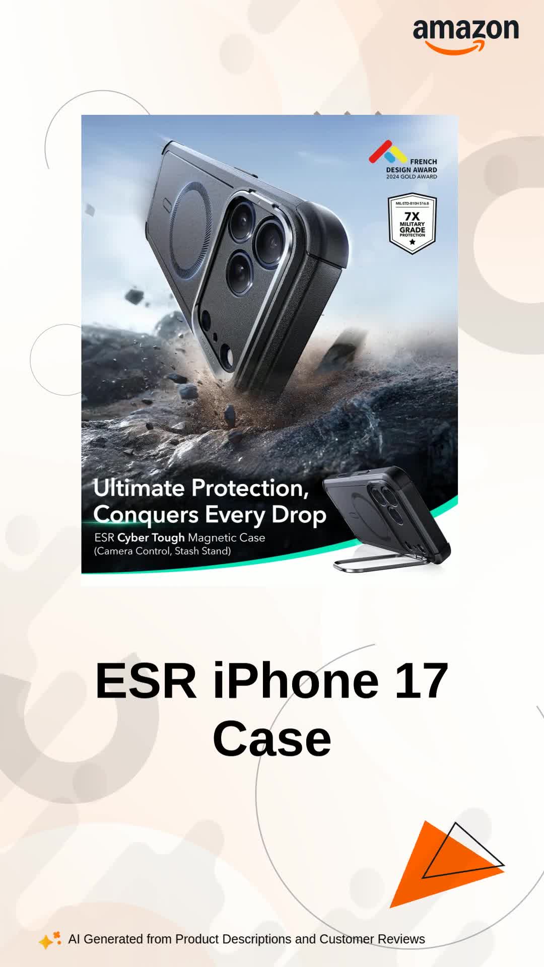 ESR for iPhone 17 Pro Max Case, Camera Control Cover, 23 ft Military-Grade  Drop Protection, TPU, Shock-Absorbing 3-Layer Build, Compatible with  MagSafe Accessories, Cyber Series, Black : Amazon.in: Electronics