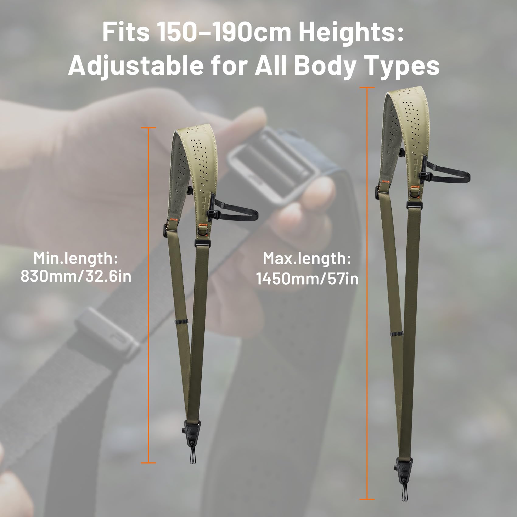 PGYTECH pasek na kamerę Camera Strap Pro, pasek na ramię z odpinanym paskiem na ramię, profesjonalny uprząż do aparatu, brązowy, jeden rozmiar