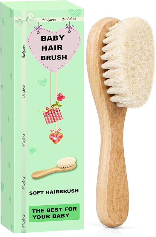 Molylove Molylove - Brosse à Cheveux Bébé en Bois et Poils de Chèvre Anti-Statique