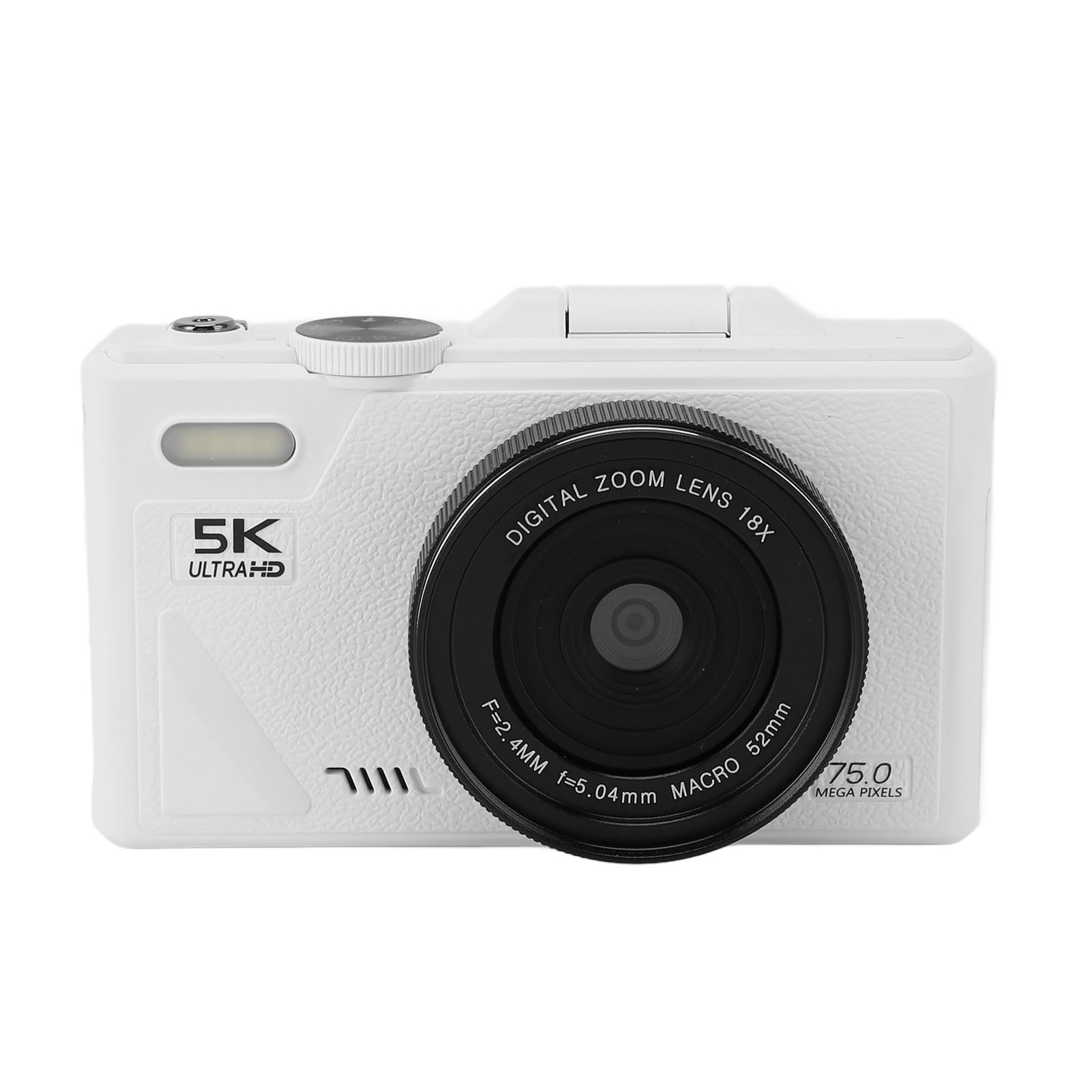 Wakects Fotocamera Digitale 5K, Fotocamera Mirrorless ABS con Stabilizzazione Autofocus Zoom Ottico 18X da 75 MP, per Vlogging retrò con Schermo da 3 Pollici per Principianti di Fotografia di