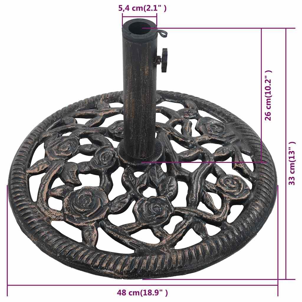 Supporto per ombrellone bronzo in ghisa, 12 kg, peso 48 cm, diametro con adattatore per aste da 35 a 48 mm, per balcone, terrazza, giardino, cortile, base stabile