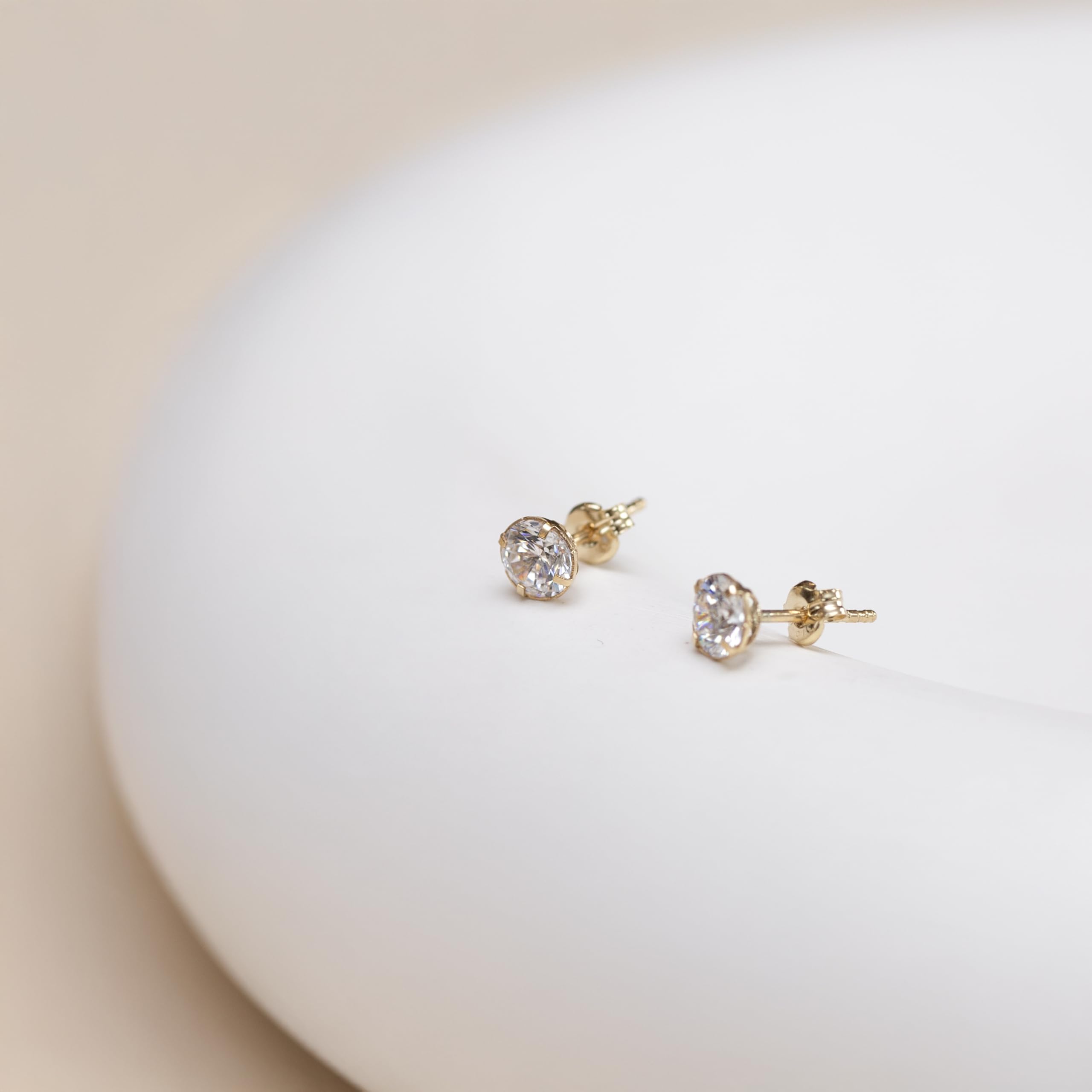 Damen Rund kubic Zirkonia Ohrstecker 9k(375) Gelbgold