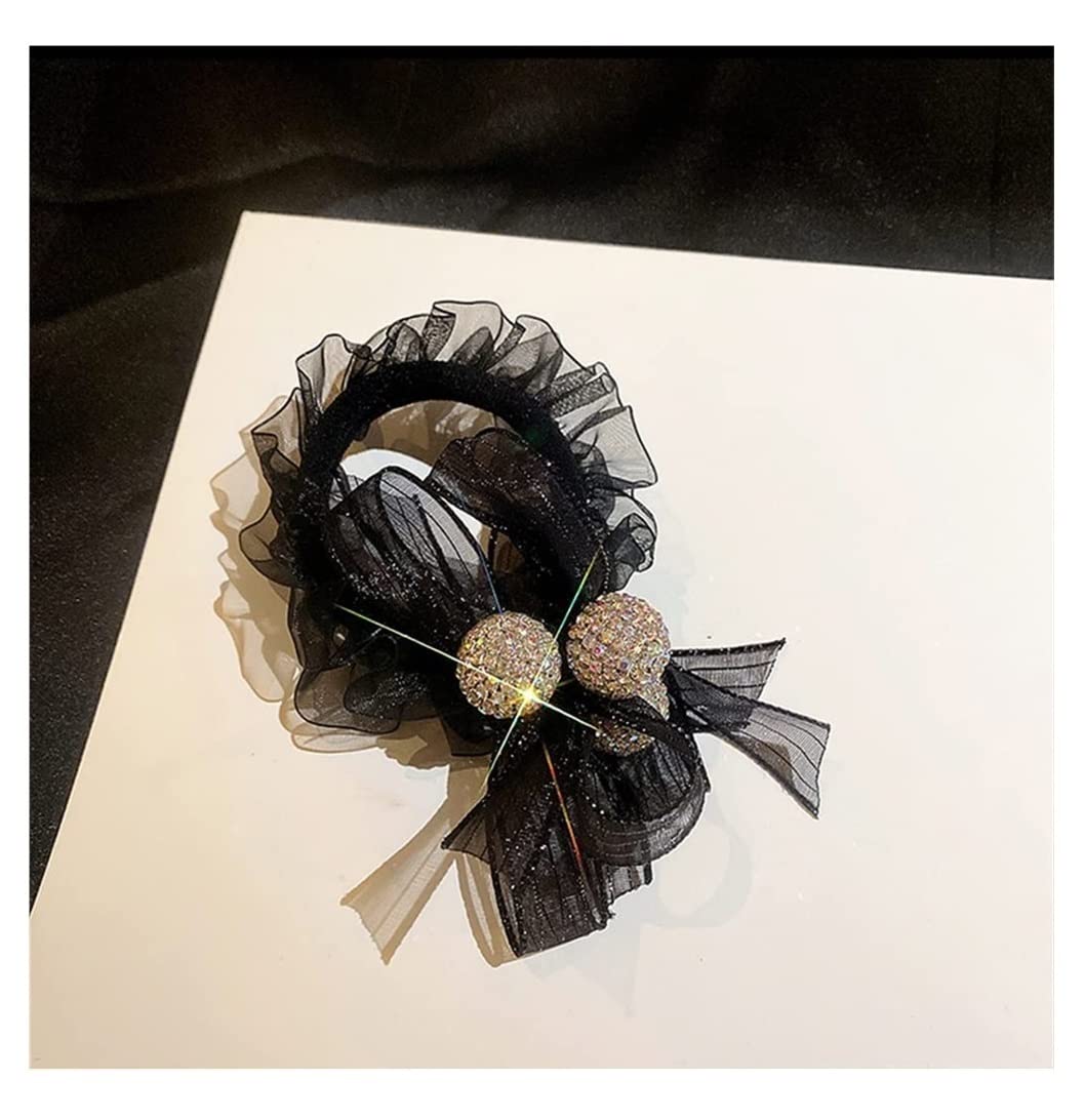 Feste Elastici Capelli 3pcs Bow Knot Organza Hair Ring Female Ball Bead Headgear Summer Ponytail Rubber Band Decorazione