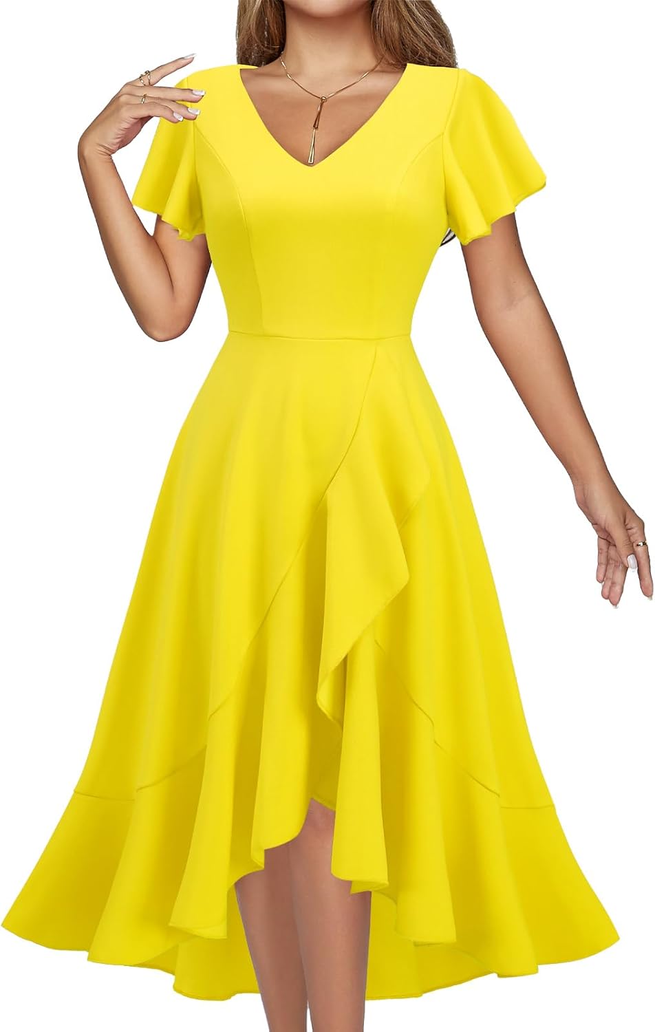 DRESSTELLS Women's Cocktail Dresses 2026, Formal Wedding Guest Prom Party Evening Church Hi Low Dress