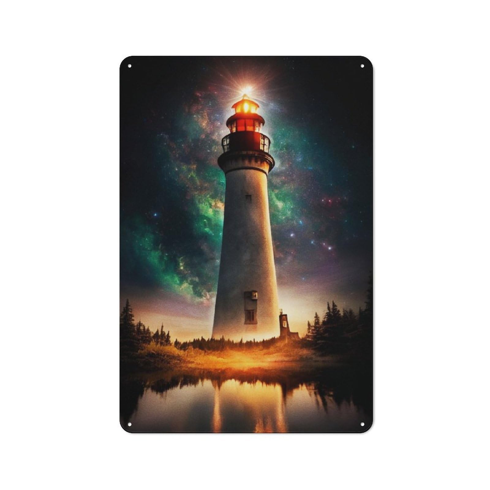 Junmoney Fantasy Lighthouse Rustic Metal Wall Sign 30X20cm For Living Room Wall, For Kitchen, Dining Room And Home Bar Wall Decor