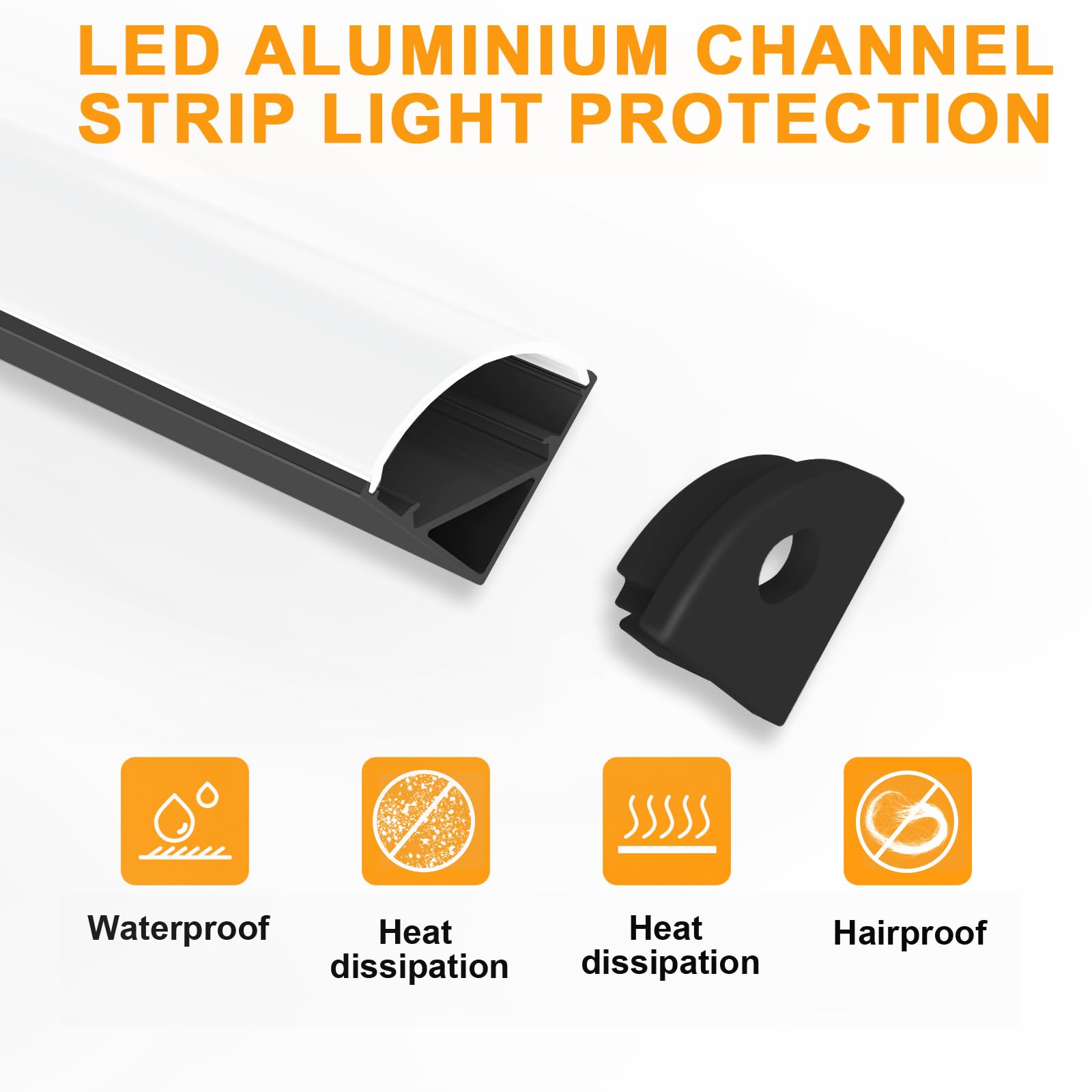 Angdarun Profil LED, profil aluminiowy LED, 6 x 1 m, profil aluminiowy w kształcie litery V do taśm LED/taśm, zaślepek (1M-6V32-HB)