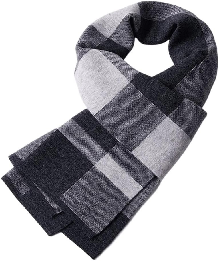 HBJWOV Winter scarf men's knitted plaid versatile warm scarf men's gift