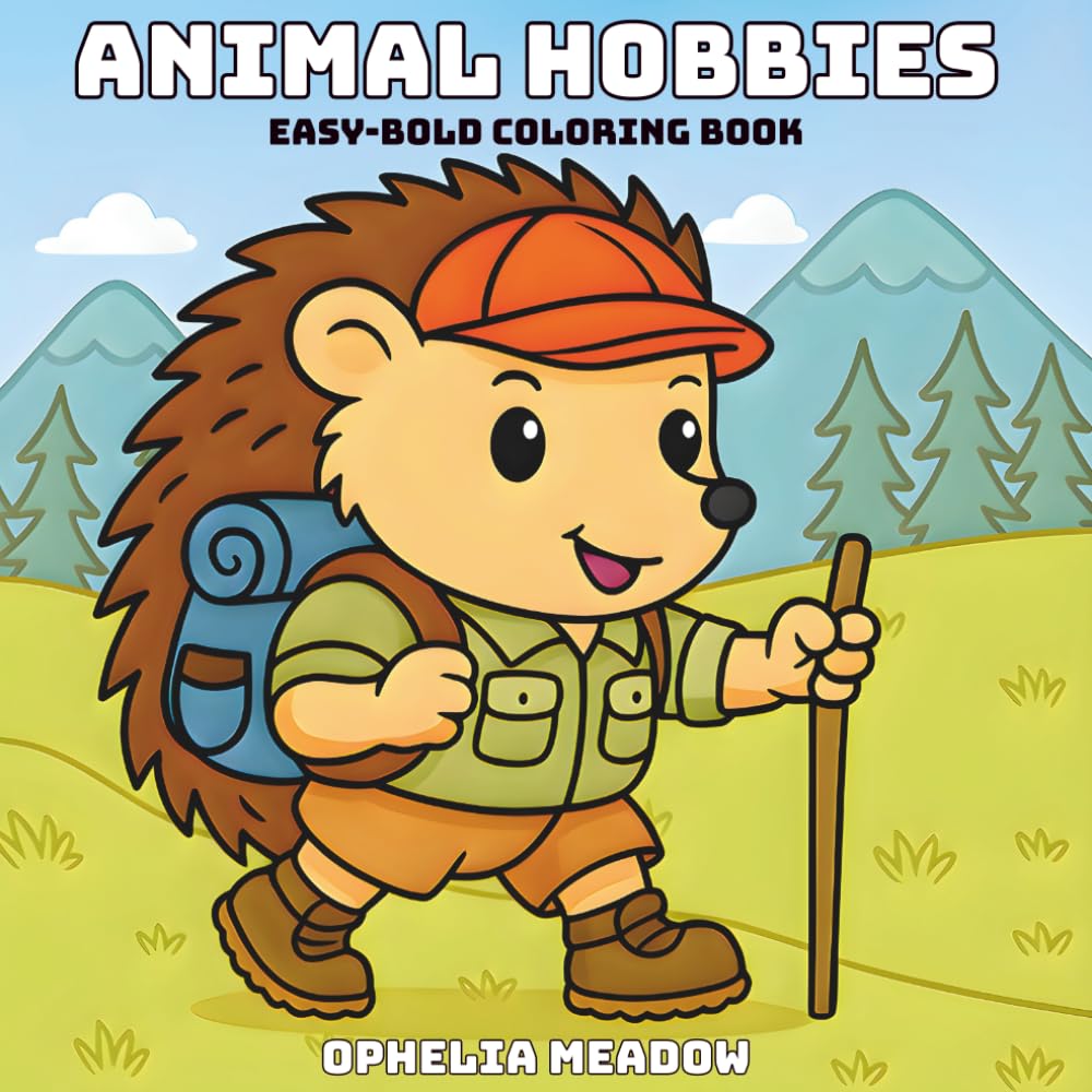 Animal Hobbies: Cute Animals Coloring Book for Kids, Teens and Adults: Adorable Animals Enjoying Their Favorite Hobbies Indoors and Outdoors — Fun and Easy Coloring Pages