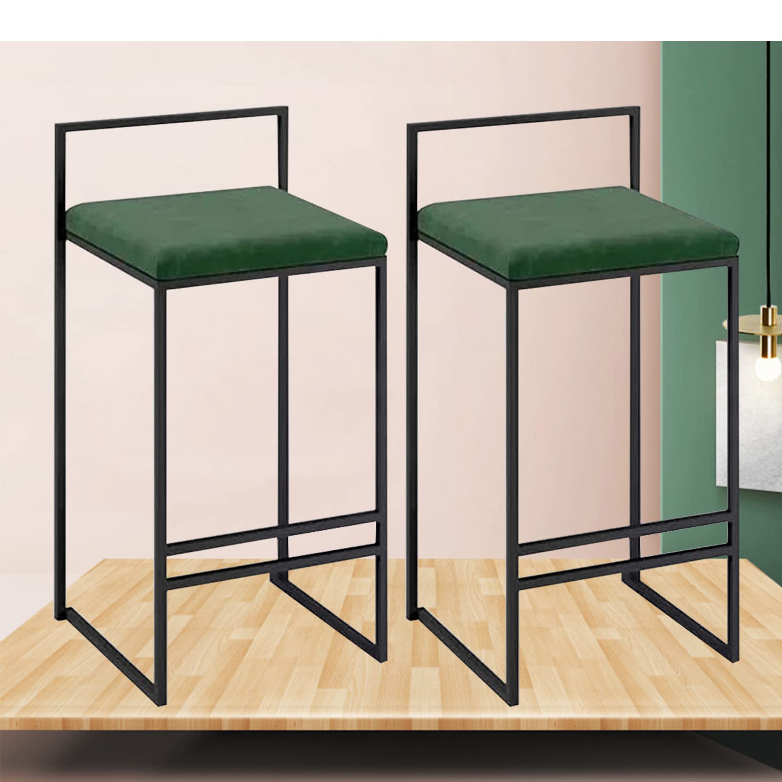 Chaise de bar lot de 2 hauteur 66cm avec dossier confortable pour salon et cuisine