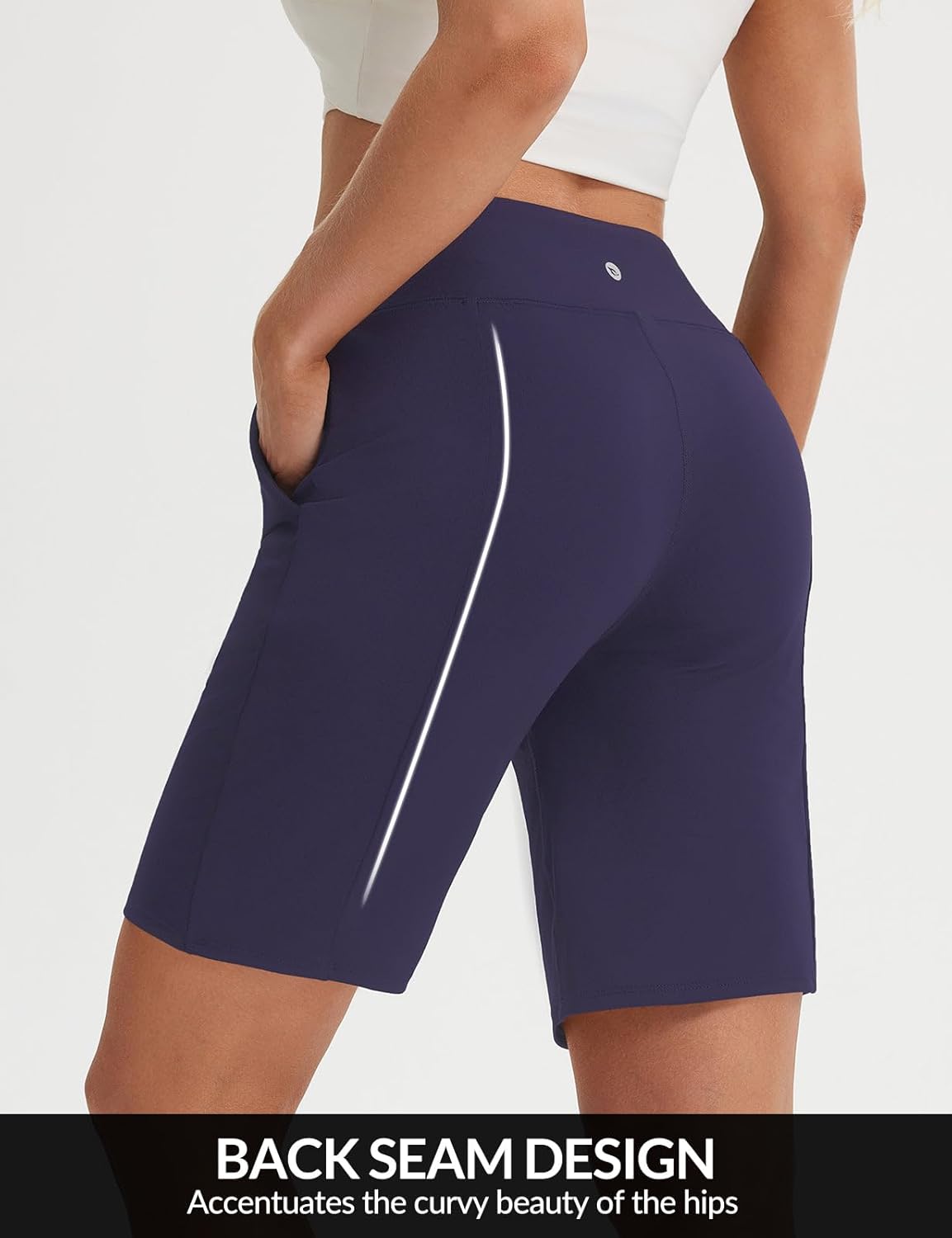 baleaf Women's Bermuda Long Shorts 9" High Waisted with Pockets Knee Length Shorts for Women Walking Athletic Running - Image 3