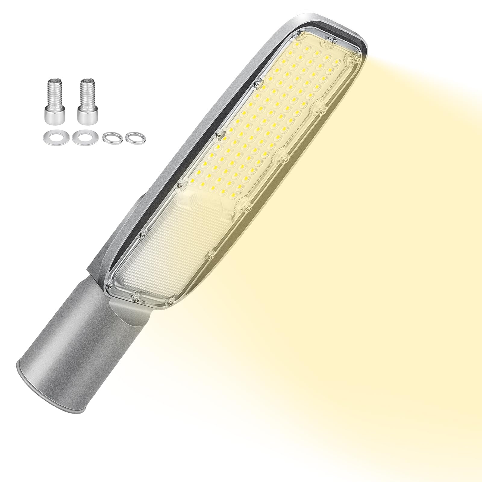 RIGIDON exterior lámpara de calle led 50W 4052lm blanco cálido 4000K | alumbrado público, aluminio farola de calle, luz de seguridad, para jardín garaje patio plaza corte, IP66 impermeable