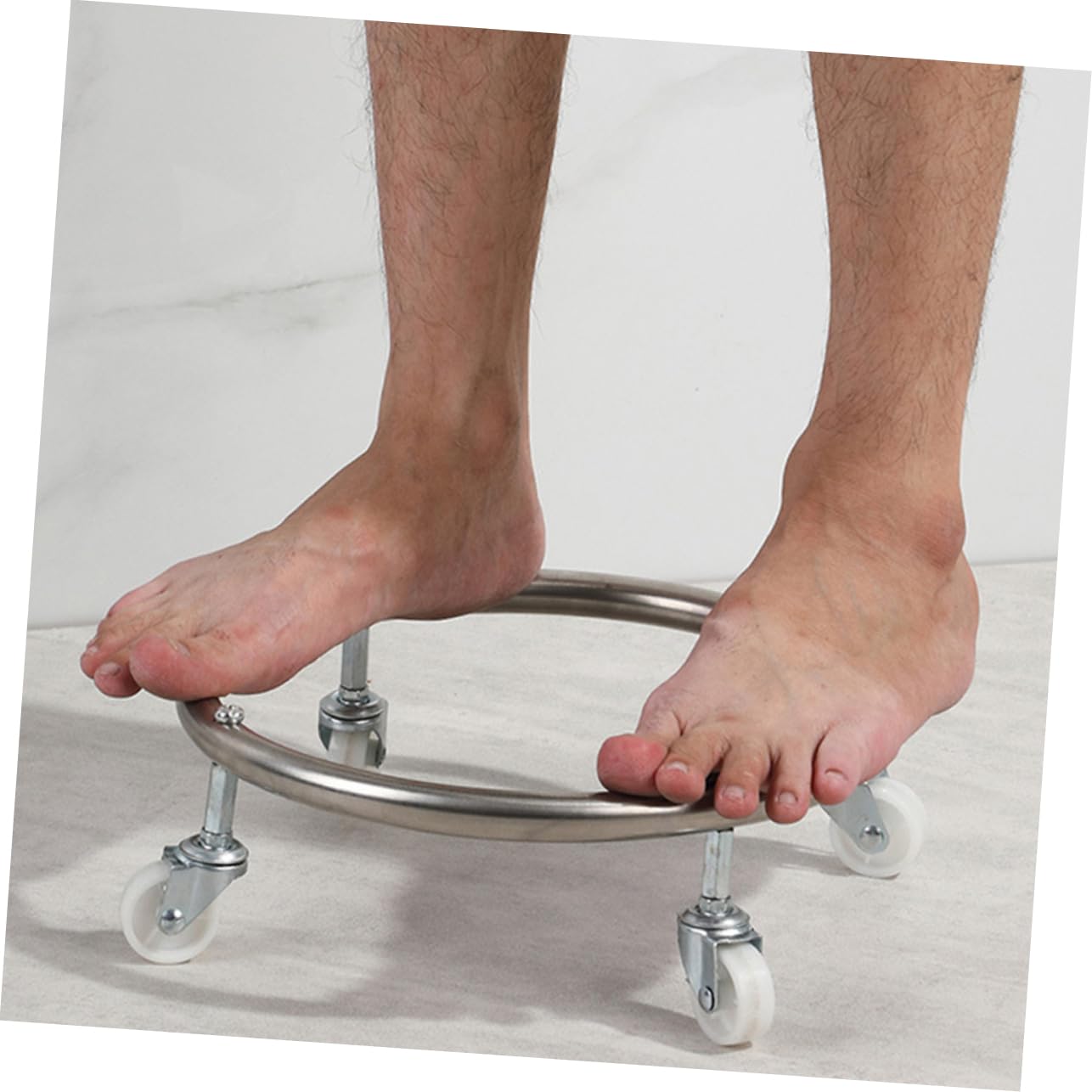 COLLBATH Supporto Mobile Per Bombola Gas in Acciaio Inossidabile Con Ruote Girevoli E Tubo Rinforzato Base Per Bombole Domestiche Facile Da Installare