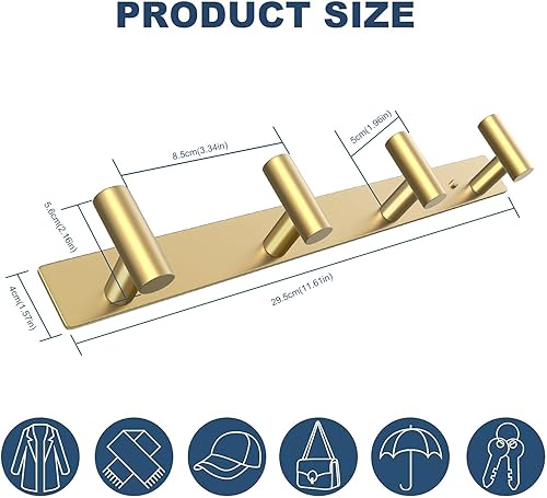Vista 62 de VAEHOLD - Ganchos de pared para colgar abrigos, perchero con 6 ganchos dobles para colgar toallas, sombreros, batas, bolsas y llaves, para baño