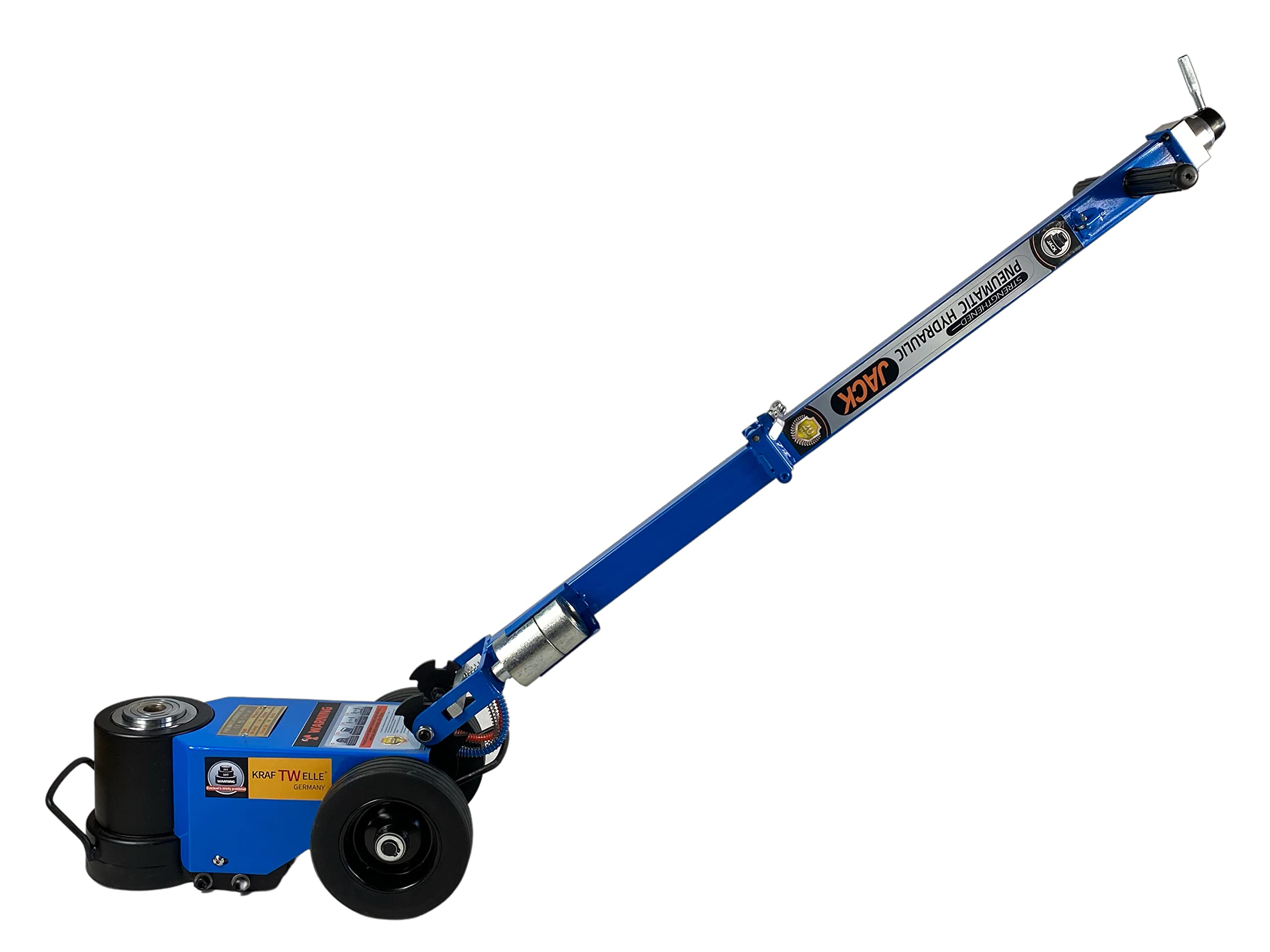 Cric idraulico a carrello Kraftwelle Power Wave 50 tonnellate ad aria compatto pieghevole per camion, agricoltura, veicoli commerciali, trattore