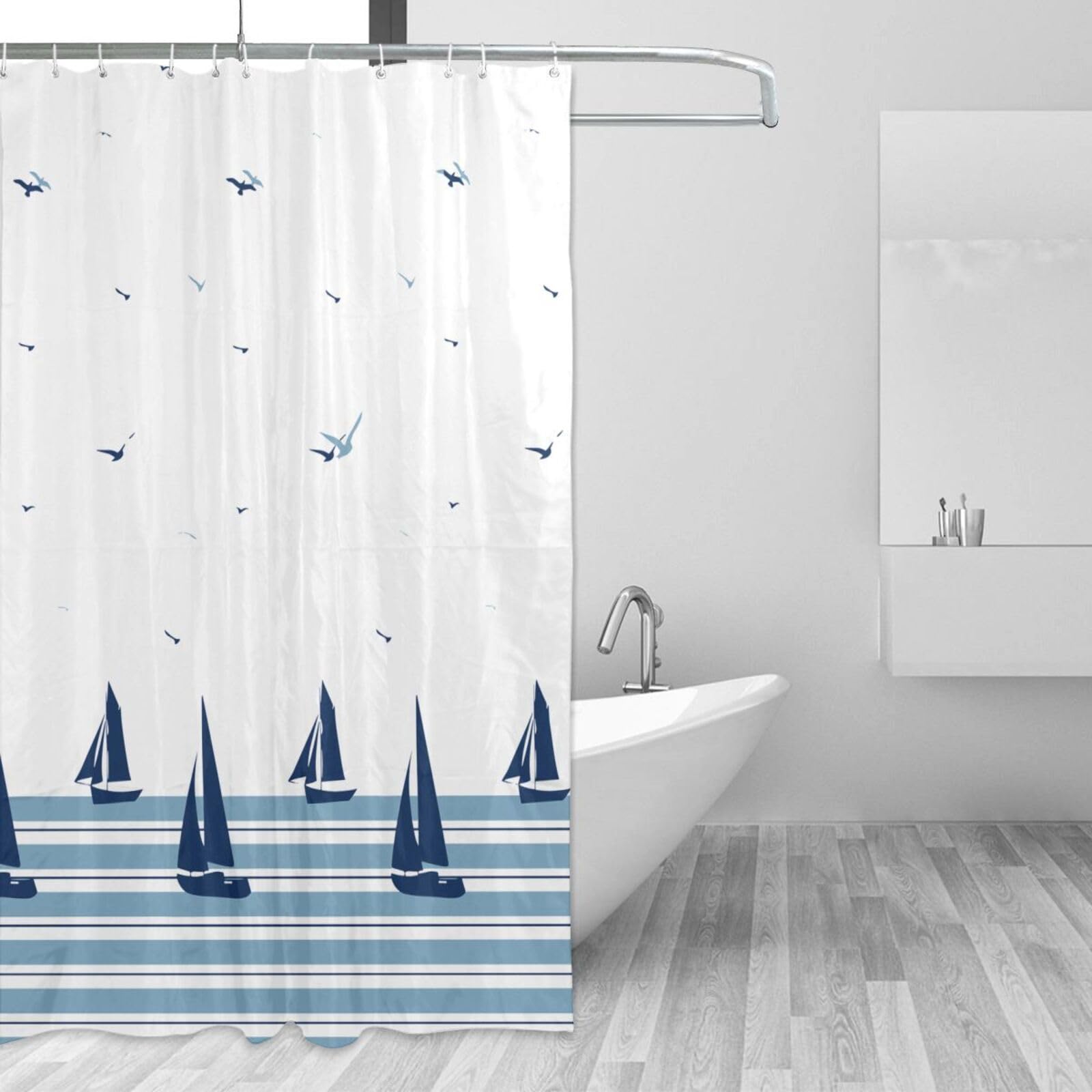 YUAOEUR 3D Garden Shower Curtain 60x72 Inch Ocean Picture Outdoor Garden Green Trees Bathroom Personalized Decor Fabric with Hook - Image 2