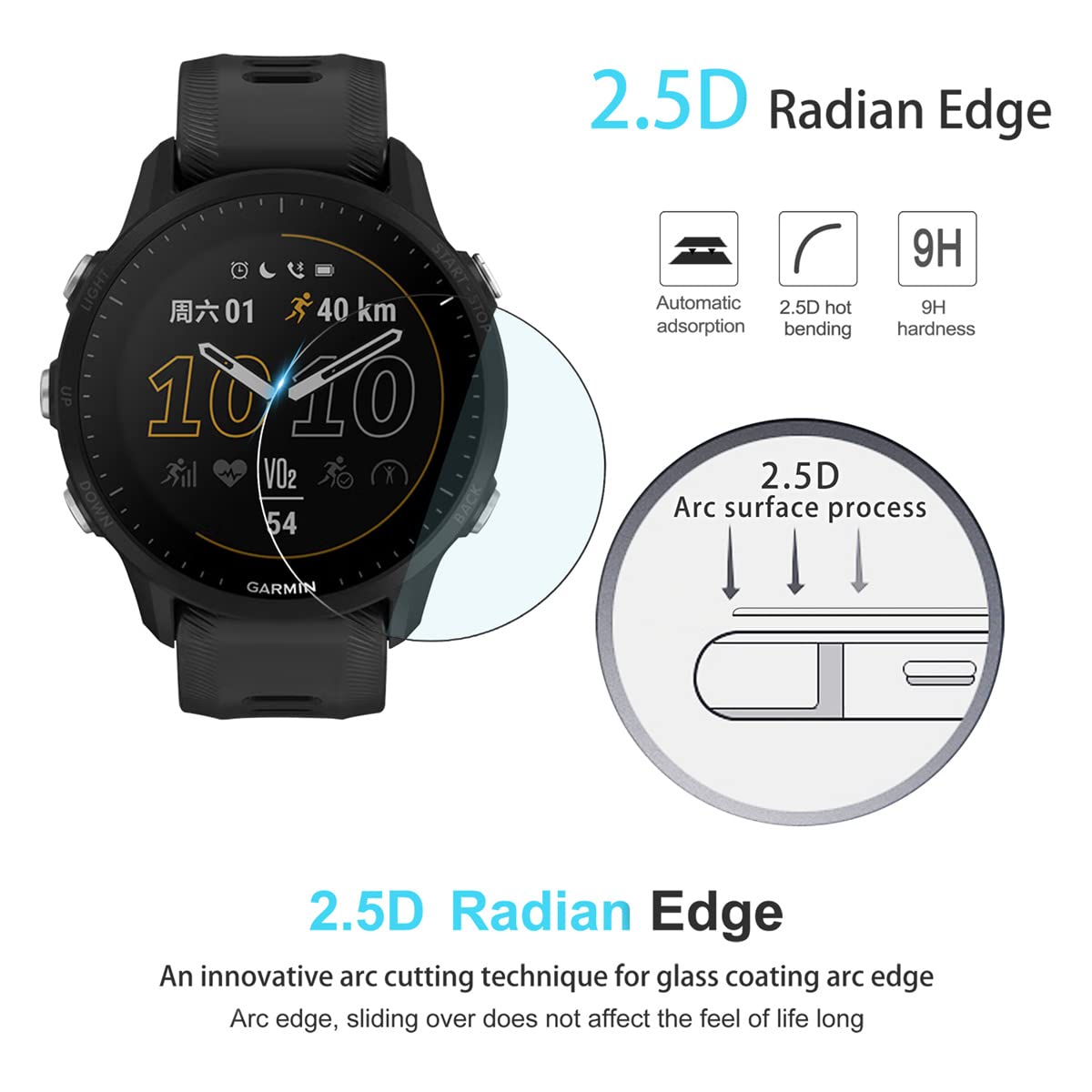 Diruite 4 Sztuki Ochraniacz Ekranu do Garmin Forerunner 955/955 Solar,HD Szkło Hartowane Folia Ochronna do Garmin Forerunner 955/955 Solar Smartwatchy[Anti-scratch,Bez Bąbelków]