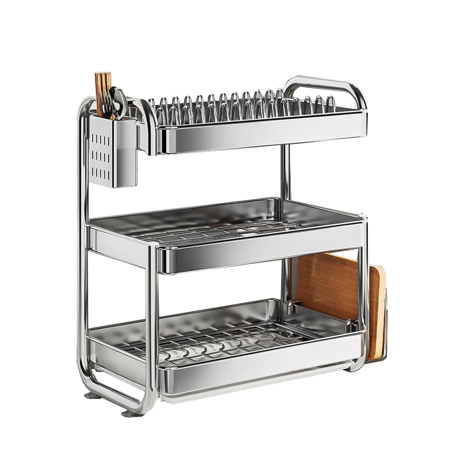 Escurridor multifuncional de acero inoxidable para cocina, resistente a la corrosión, diseño que ahorra espacio, sostiene platos, utensilios, vasos, fácil de limpiar, construcción duradera