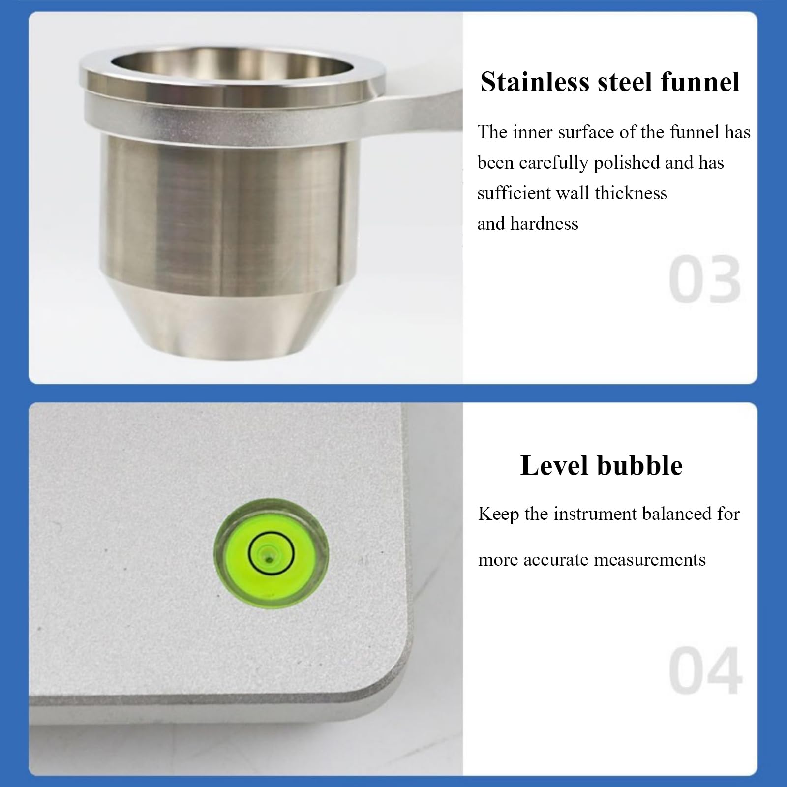 This Flow Meter and Bulk Density Tester, 2-in-1 Device for Measuring Flow Rate and Bulk Density of Metallic and Non-Metallic Powders with Brass Funnel