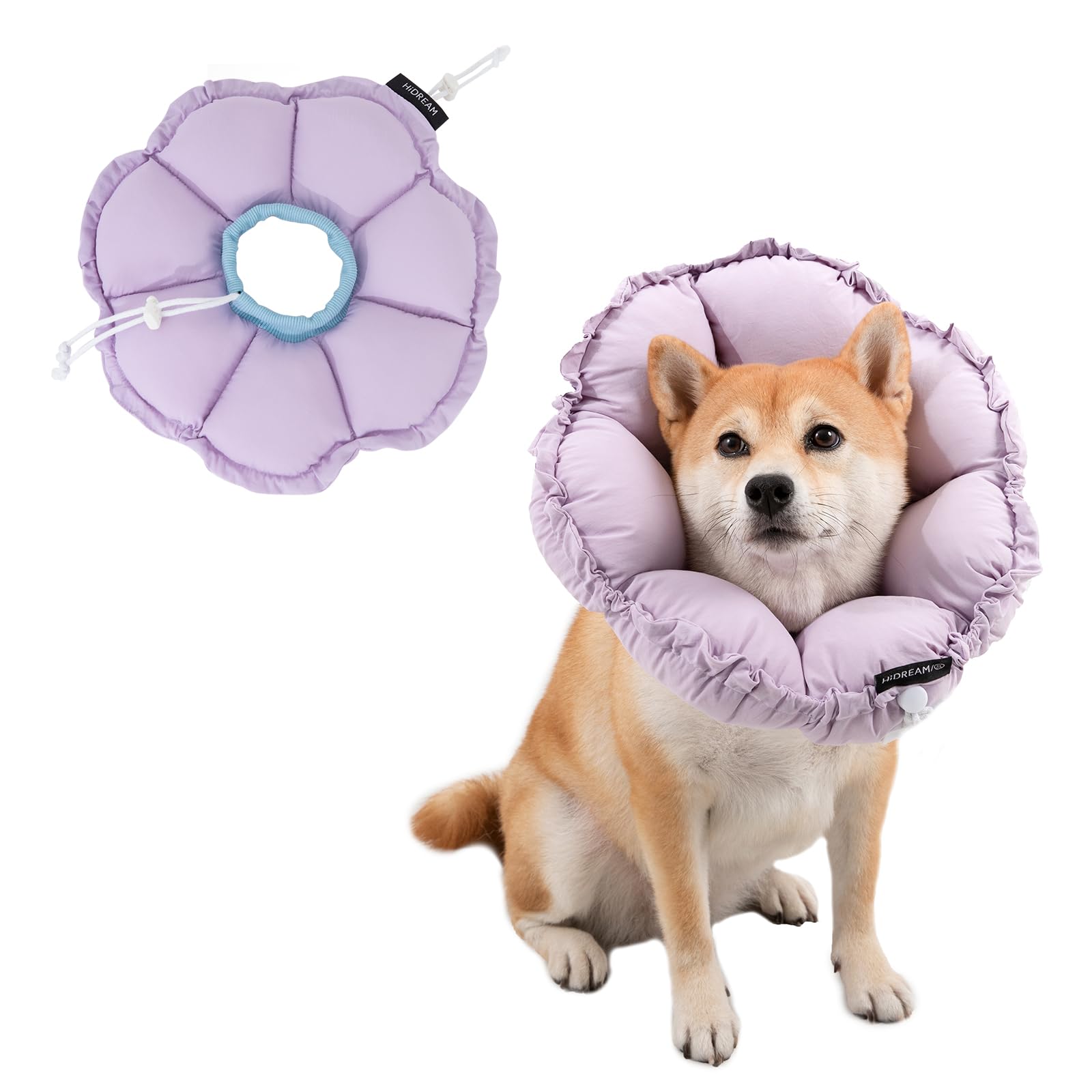 Photo 1 of H HIDREAM Soft Dog Cones for Medium Dogs,Cute Adjustable Cone for Dogs to Stop Licking,Dog Recovery Collars & Cones that can Protect Head and Foot Wounds?Purple Flower All-Season Style