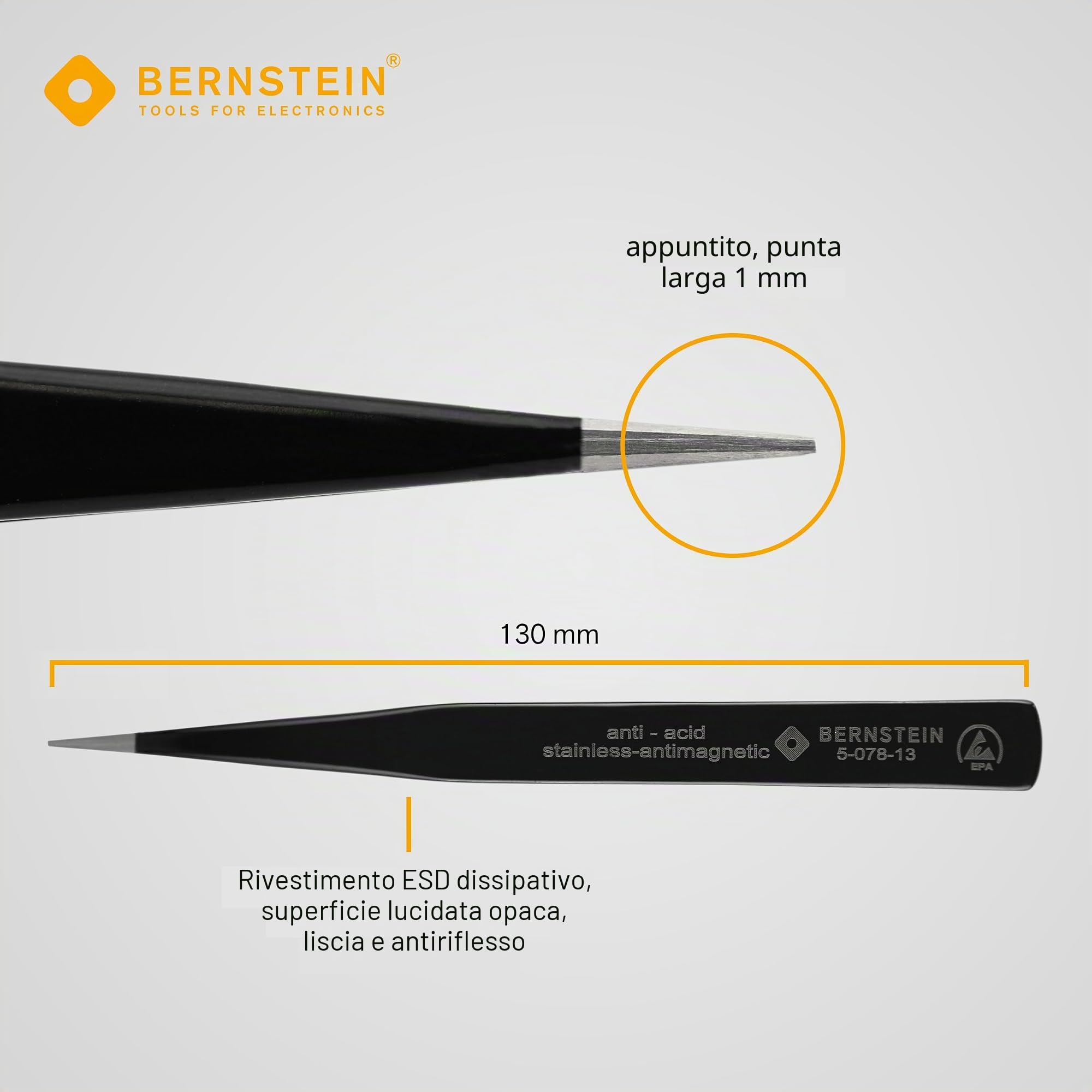 Bernstein 5-060 - Set di pinzette ESD per componenti SMD, 6 pezzi