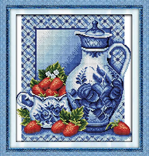 Point de Croix Kit Porcelaine bleue broderie 11CT 40x50 cm loisir créatif