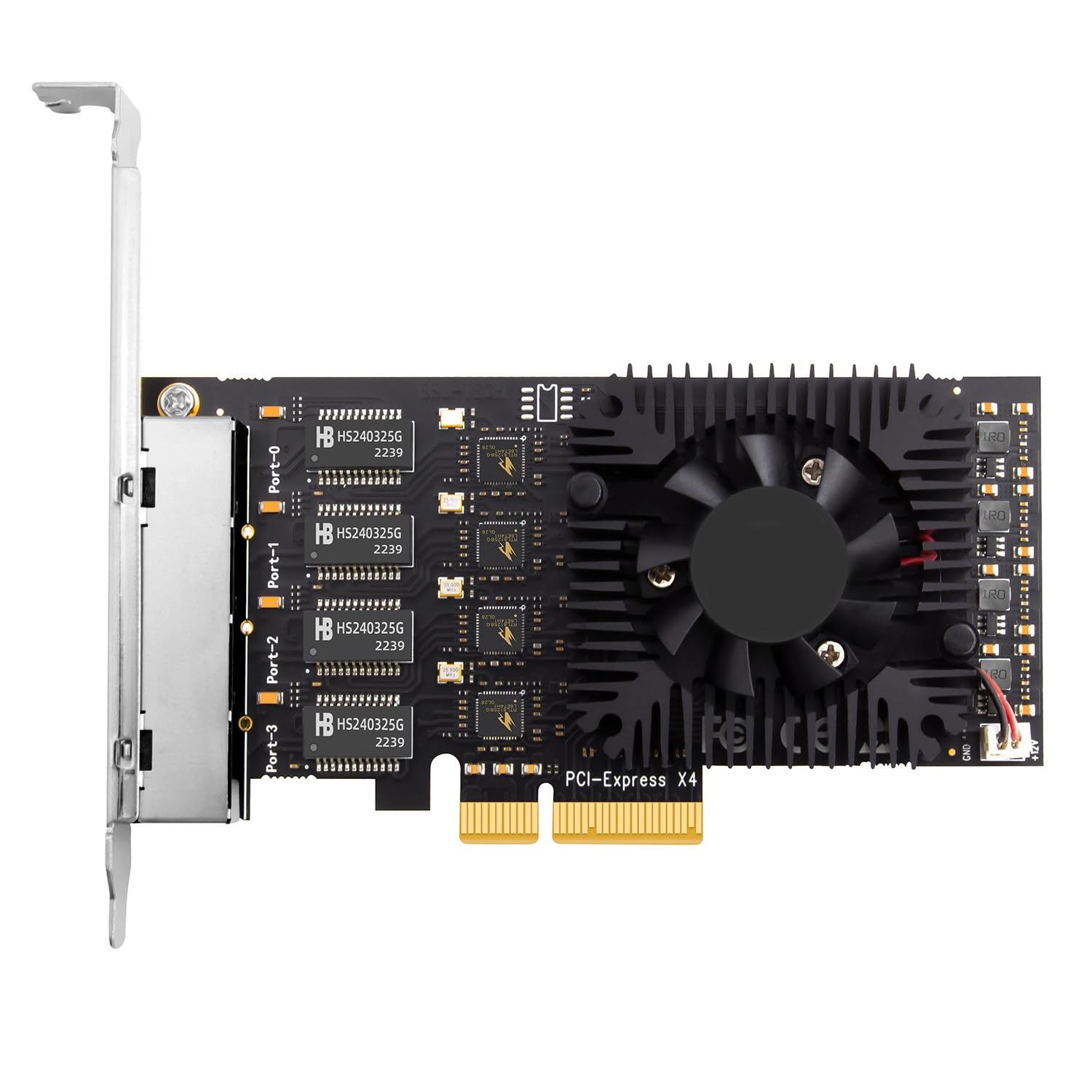 1 x Scheda di rete POE PCIE 4 porte in plastica e metallo 10/100/1000/2500Mbps Convertitore Ethernet industriale Gigabit 20G PCIE X4 con chip 8125BG