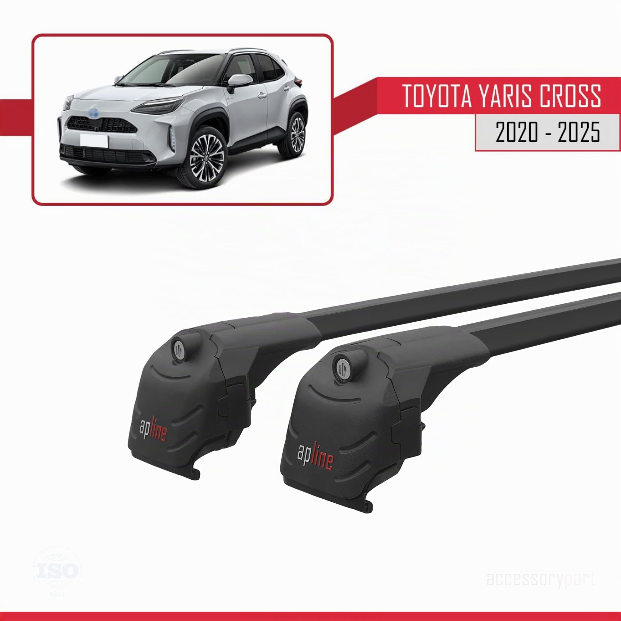 Compatibile con Toyota Yaris Cross (XP210) 2020-2022 Modello ACE-2 Barre Tetto Portapacchi Auto Barre Portatutto Nero Alluminio 2 Barre