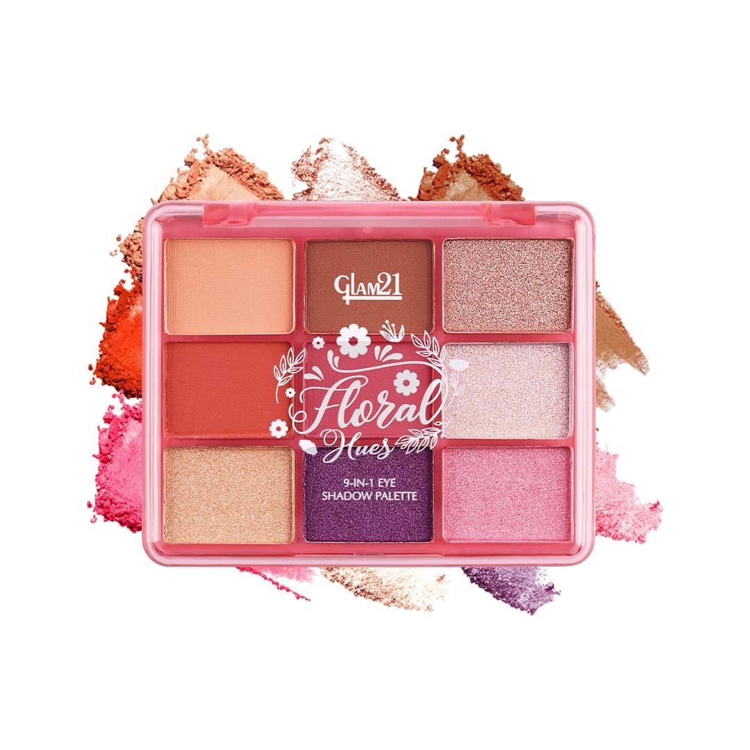 Glam21 Floral Hues 9 In 1 Eyeshadow Palette | Highly Pigmented | Easy To Carry | Super-Blendable | Smudge-Proof (7.5 gm) | 04- Lotus