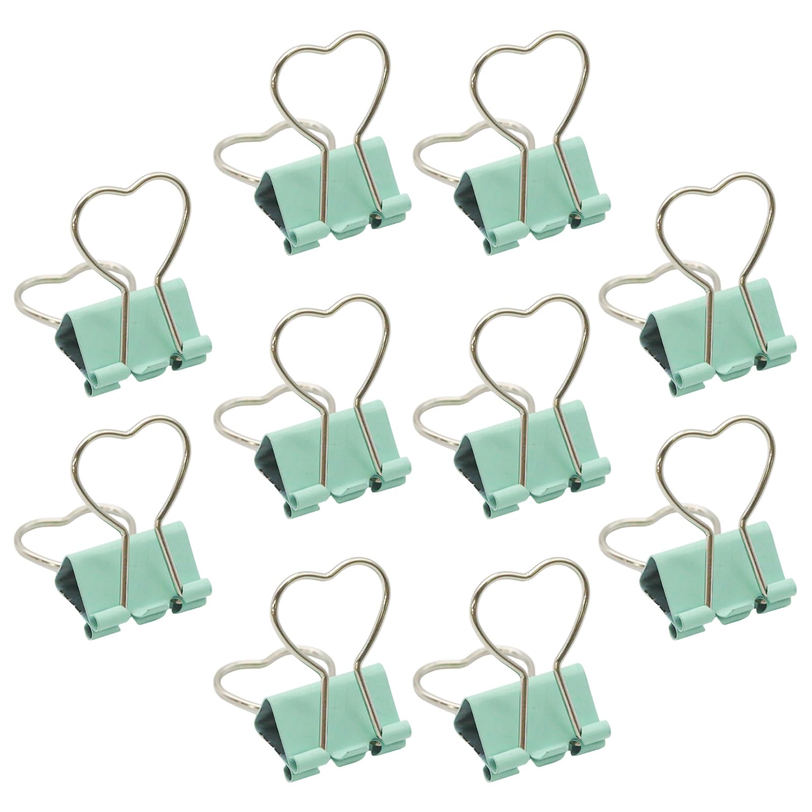 10 x grüne Binder-Clips, Herz-Aushöhlung, Metall-Clips, Notizen, Briefpapierklemmen, bunte Binder-Clips für Papierarbeiten, Zuhause, Bürobedarf (grün, kann 8 mm klemmen)