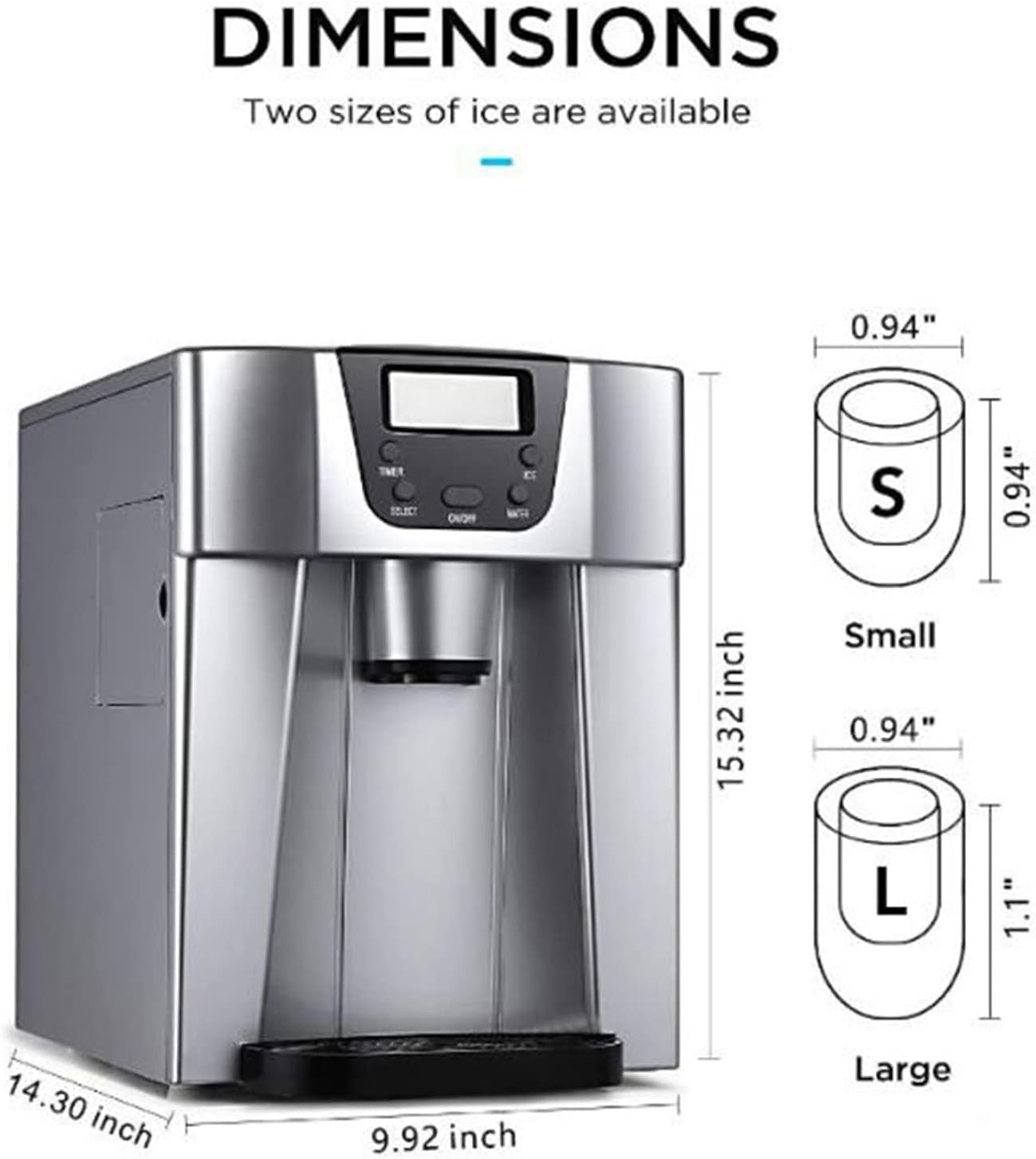 Ice Maker 2 in 1 Countertop Ice Maker, Produces 33 Lbs Ice in 24 Hours, Ready in 6Min, Led Display Perfect for Home/Kitchen/Office/Bar (Color : Rojo), Red, 20240226