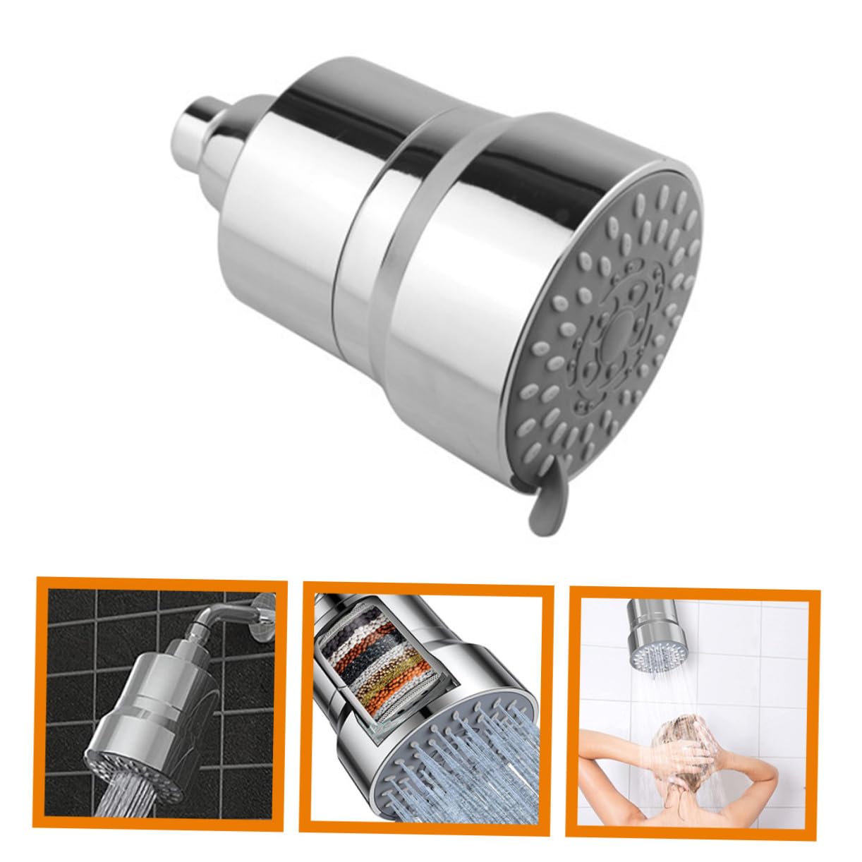 jojofuny Filter Duschkopf Abs Metall Mit 15-stufigem Wasserfilter Chlorentfernung Für Weicheres Wasser Gleichmäßiger Strahl Für Kinder Erwachsene Dusche