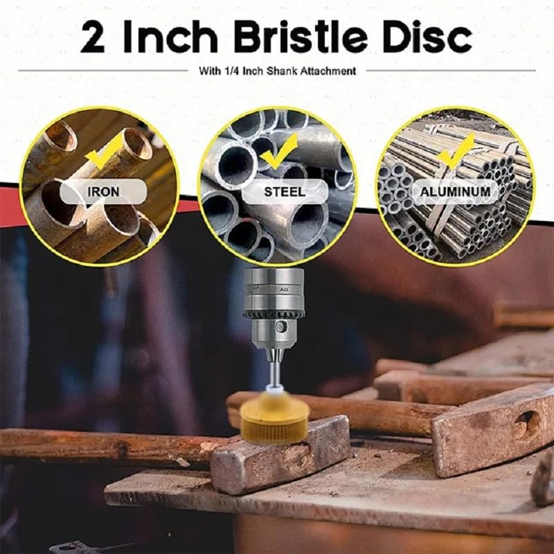 2 Inch Bristle Disc 4 Pcs Abrasive Coating Removal Bristle Disc with 1/4 Inch Shank for Blending Finishing Cleaning Rusting