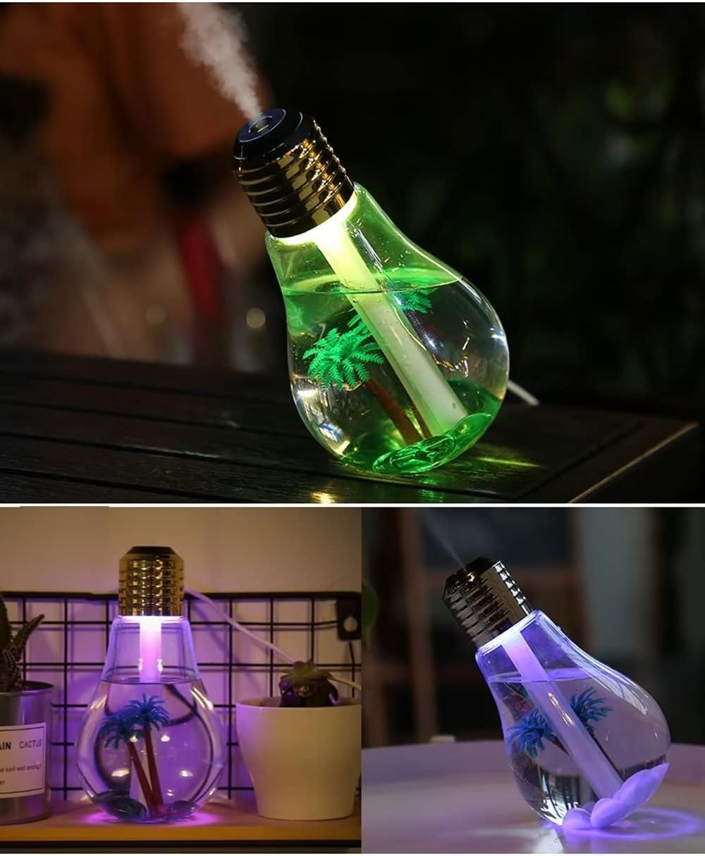 mobigon Wood Cool Mist Ultrasonic Humidifier for Room Moisture, Aroma Diffuser for Home, 400ml Essential Oil Diffuser with 7 Colorful Night Light, Auto Shut-Off, Home, Office, (Style 1)